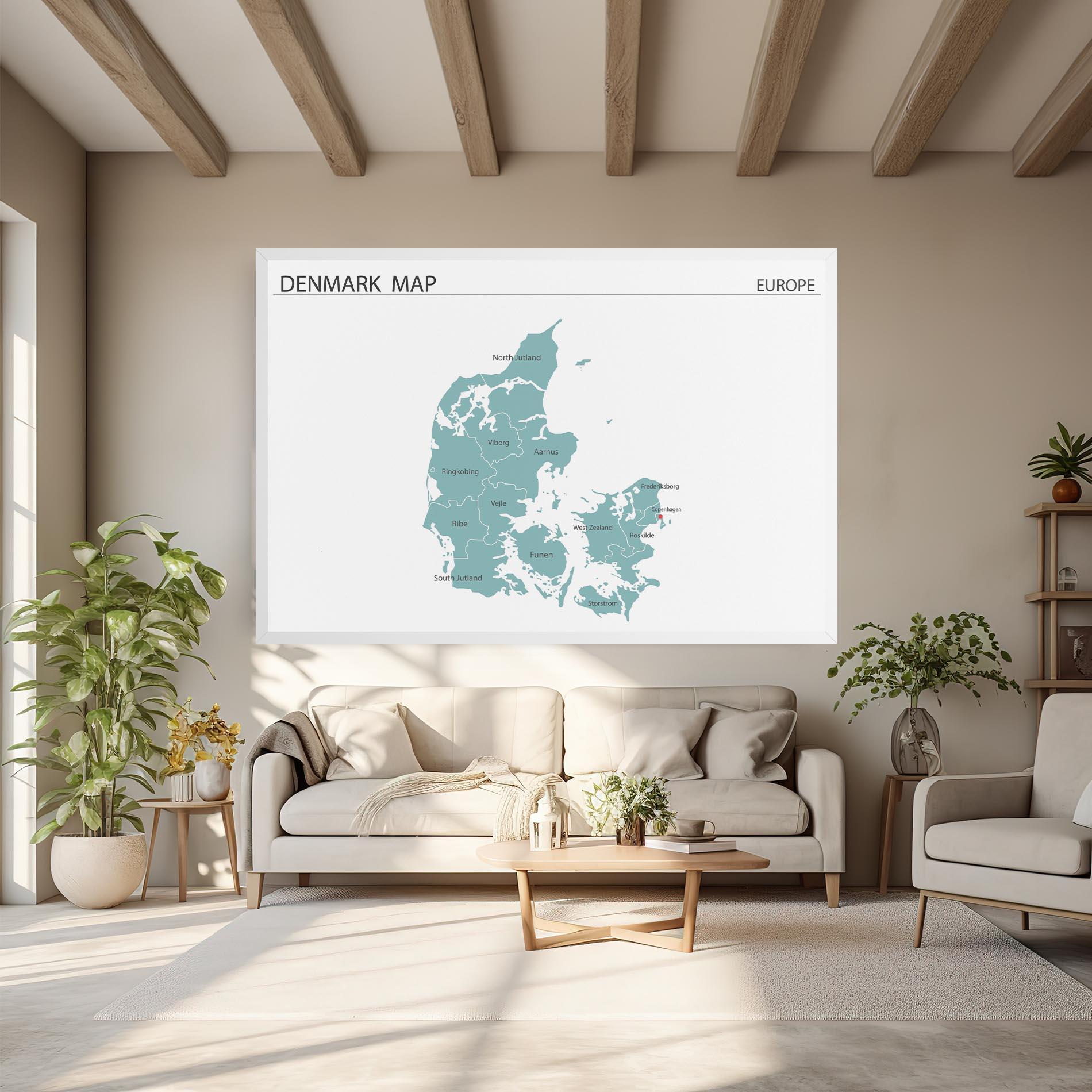 Leinwandbild Denmark Map mockup 6