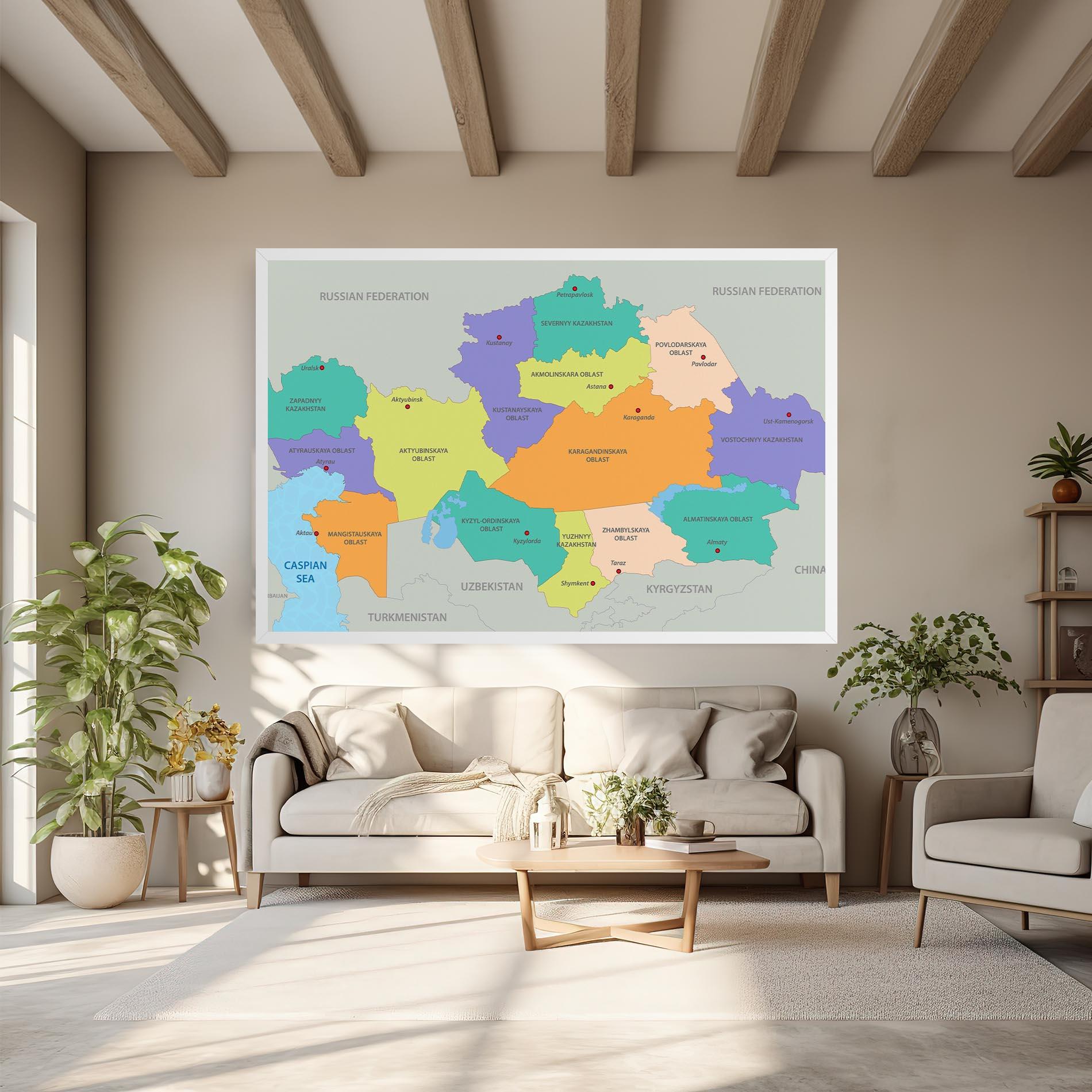 Leinwandbild Kazakhstan Color Map mockup 6