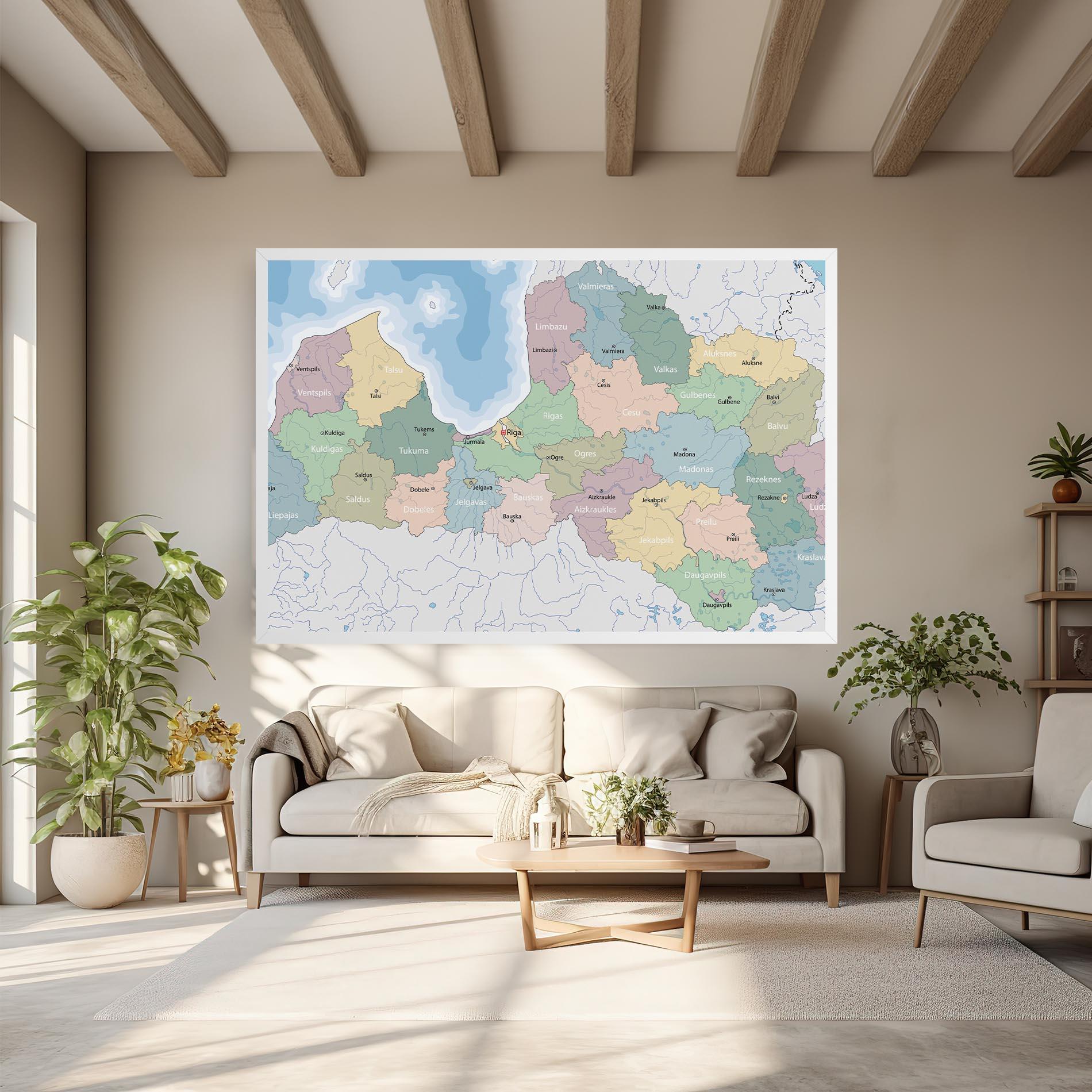 Leinwandbild Latvia Color Map mockup 6