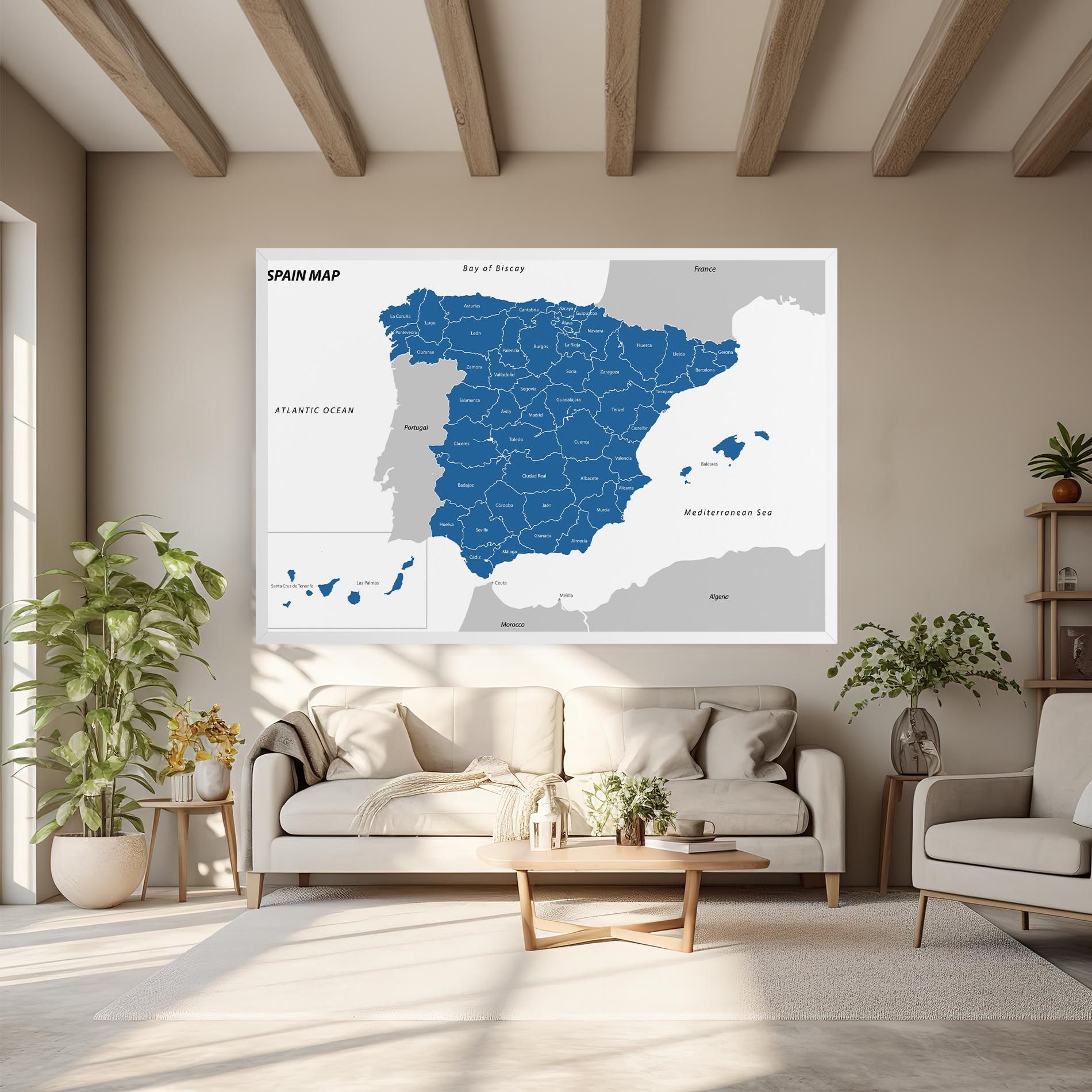 Spain Blue Map mockup 6