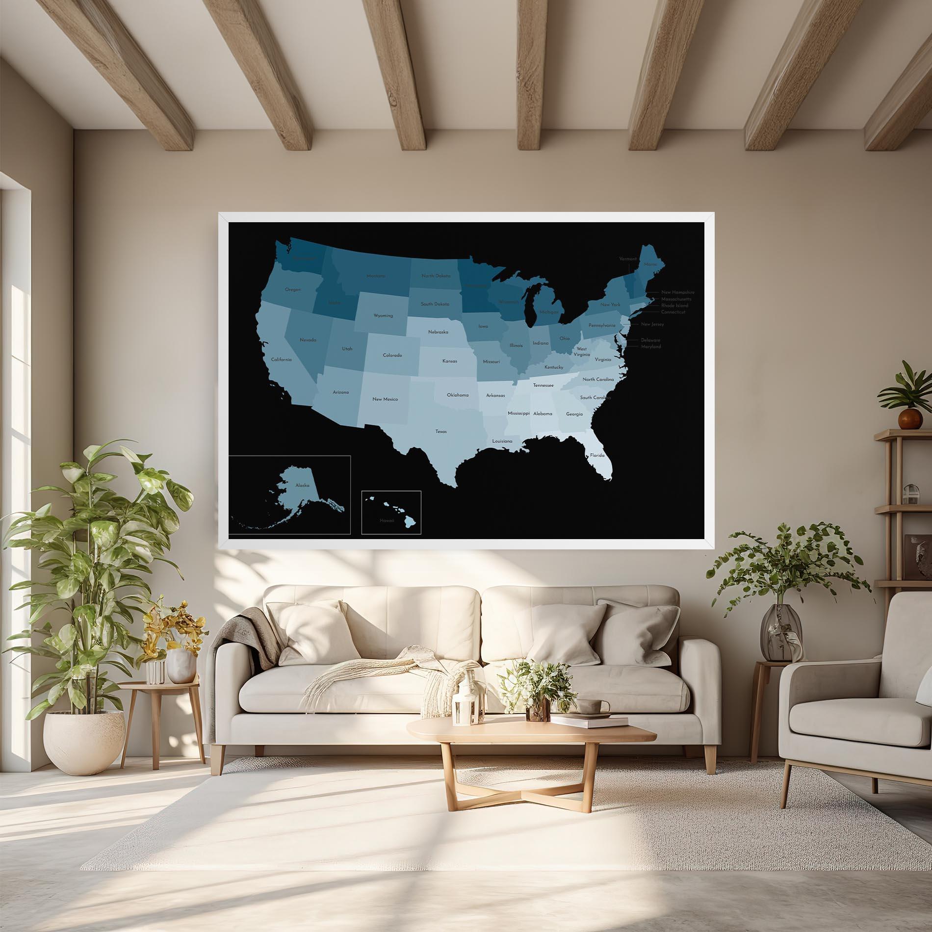 Leinwandbild Sua Blue Map mockup 6