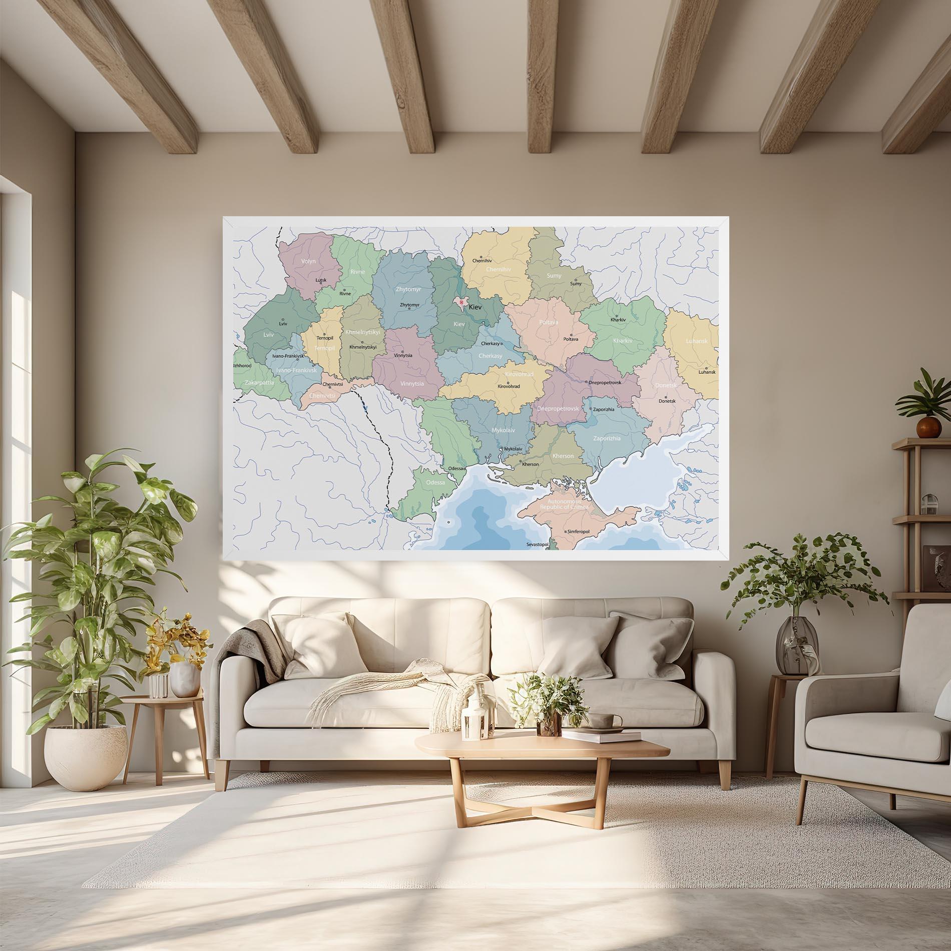 Leinwandbild Ukraine Map mockup 6