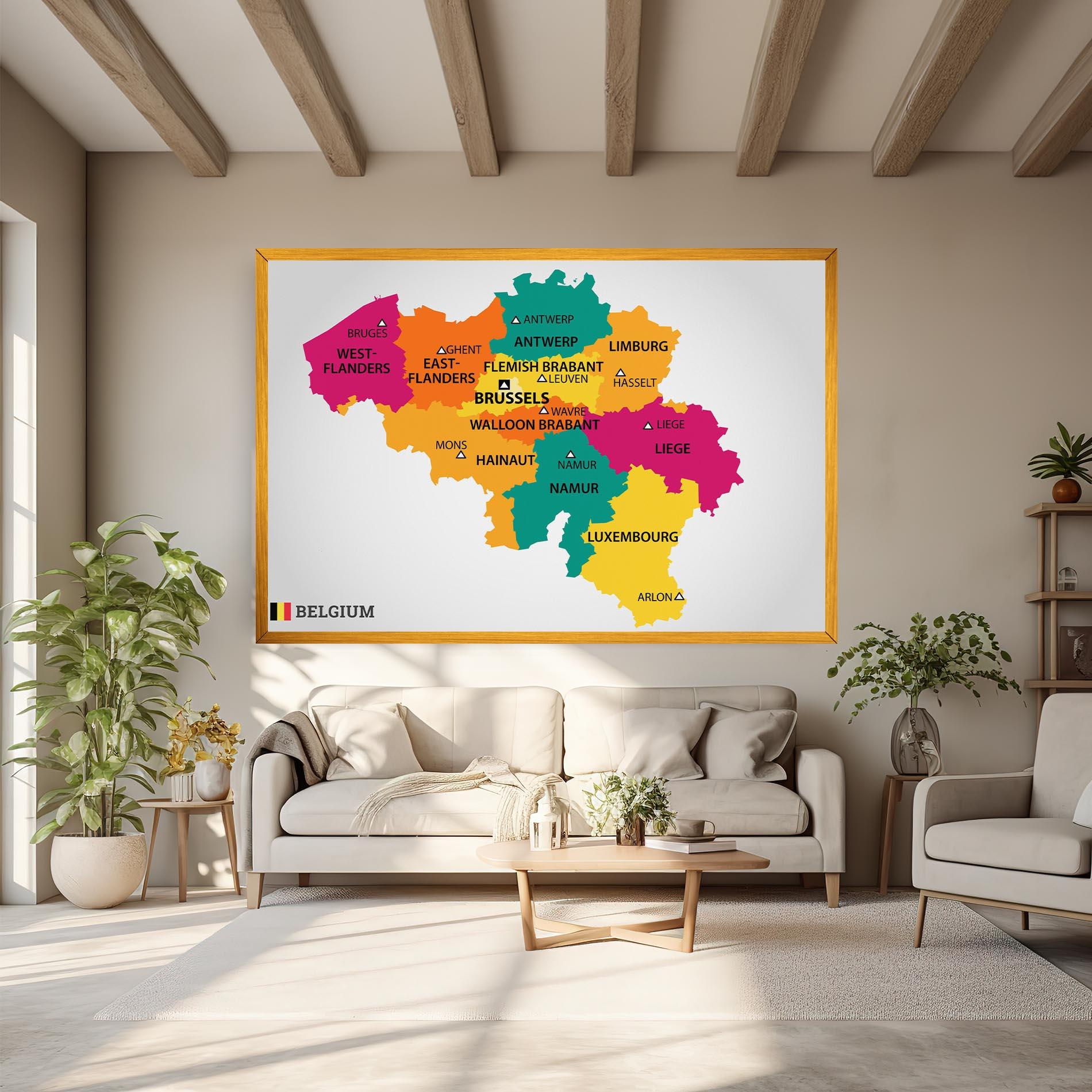 Leinwandbild Belgium Color Map mockup 6