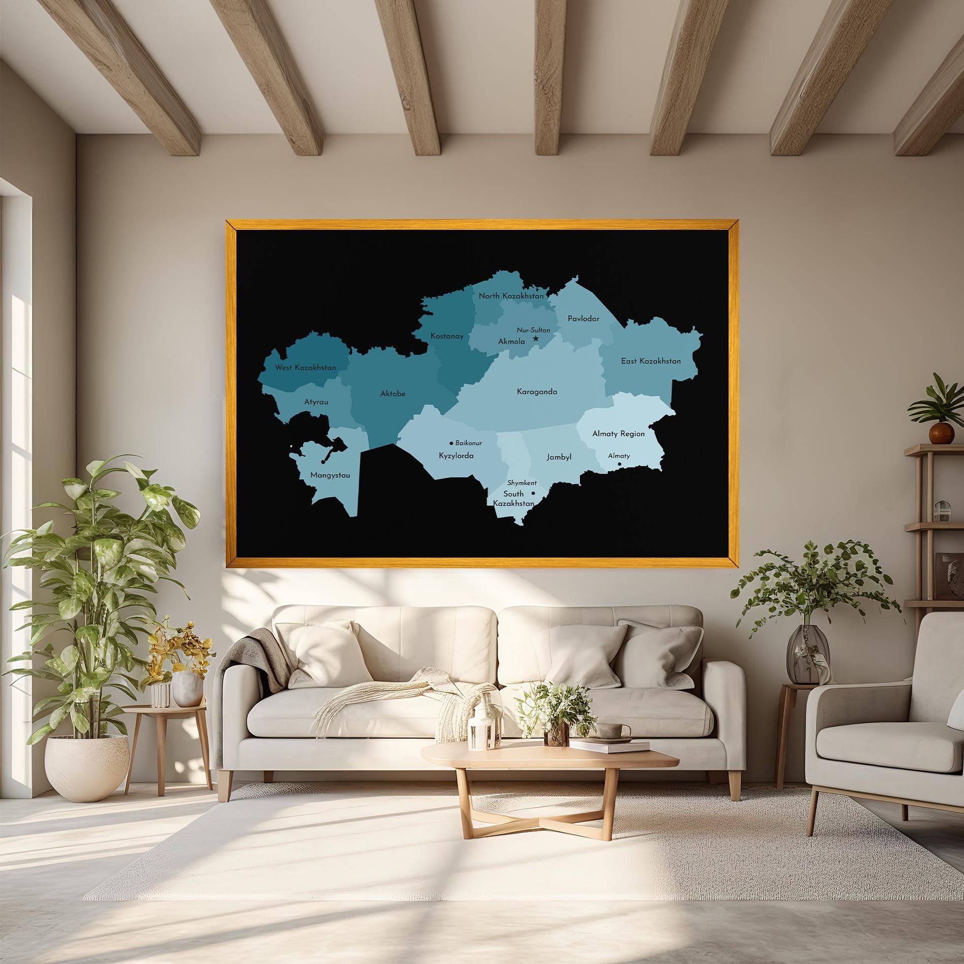 Kazahstan Blue Map mockup 6