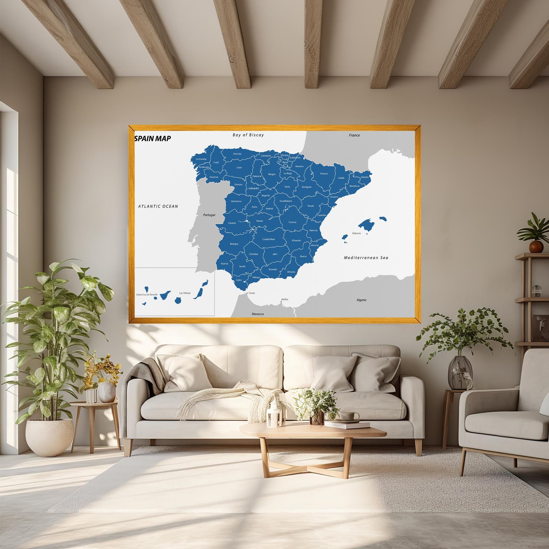 Spain Blue Map mockup 6
