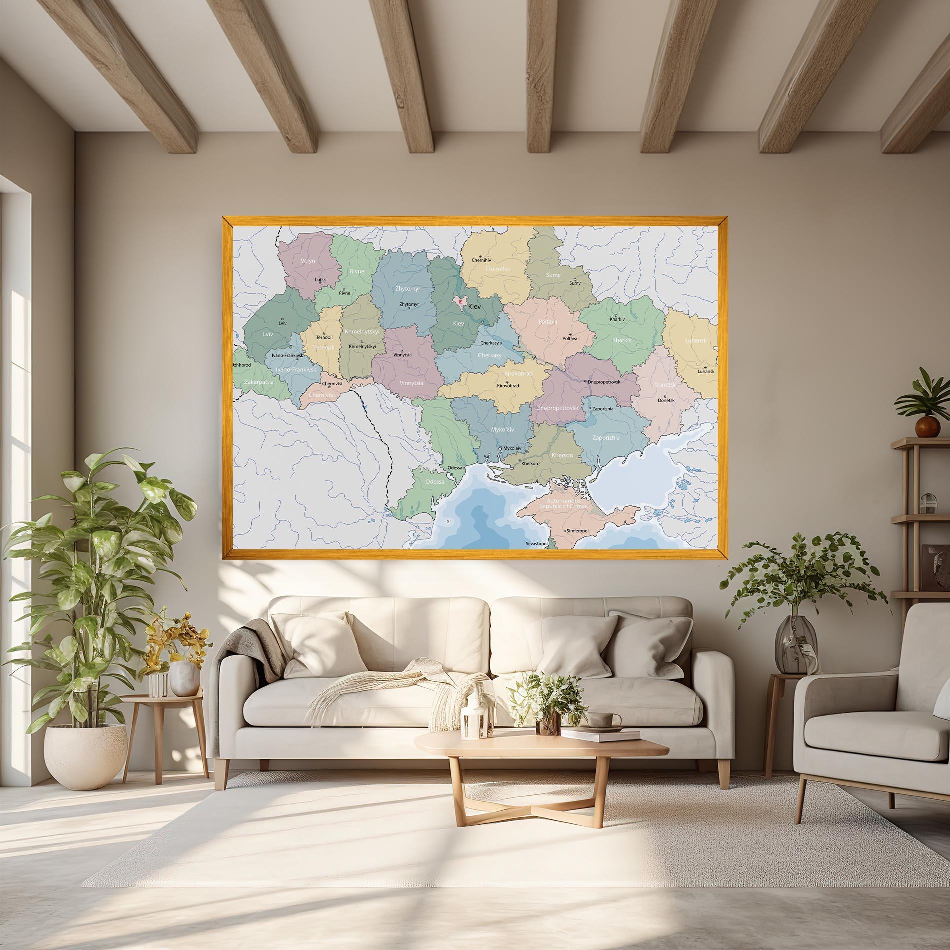 Leinwandbild Ukraine Map mockup 6