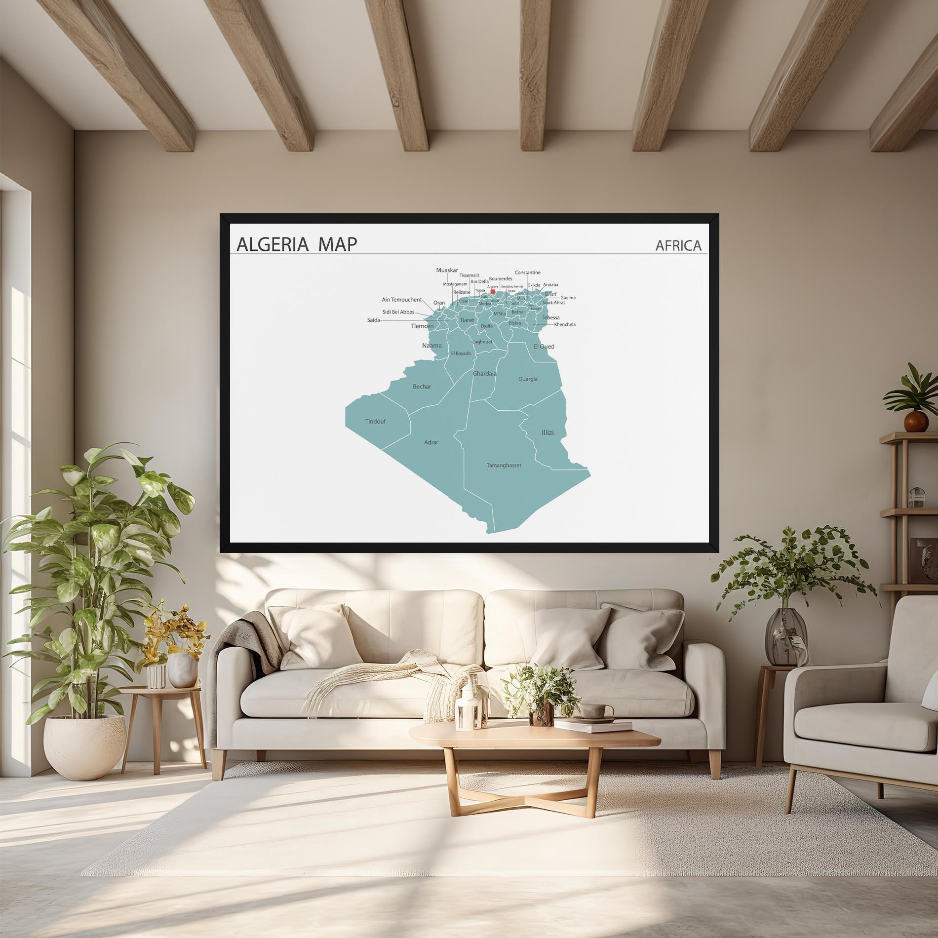 Leinwandbild Algeria Map mockup 6