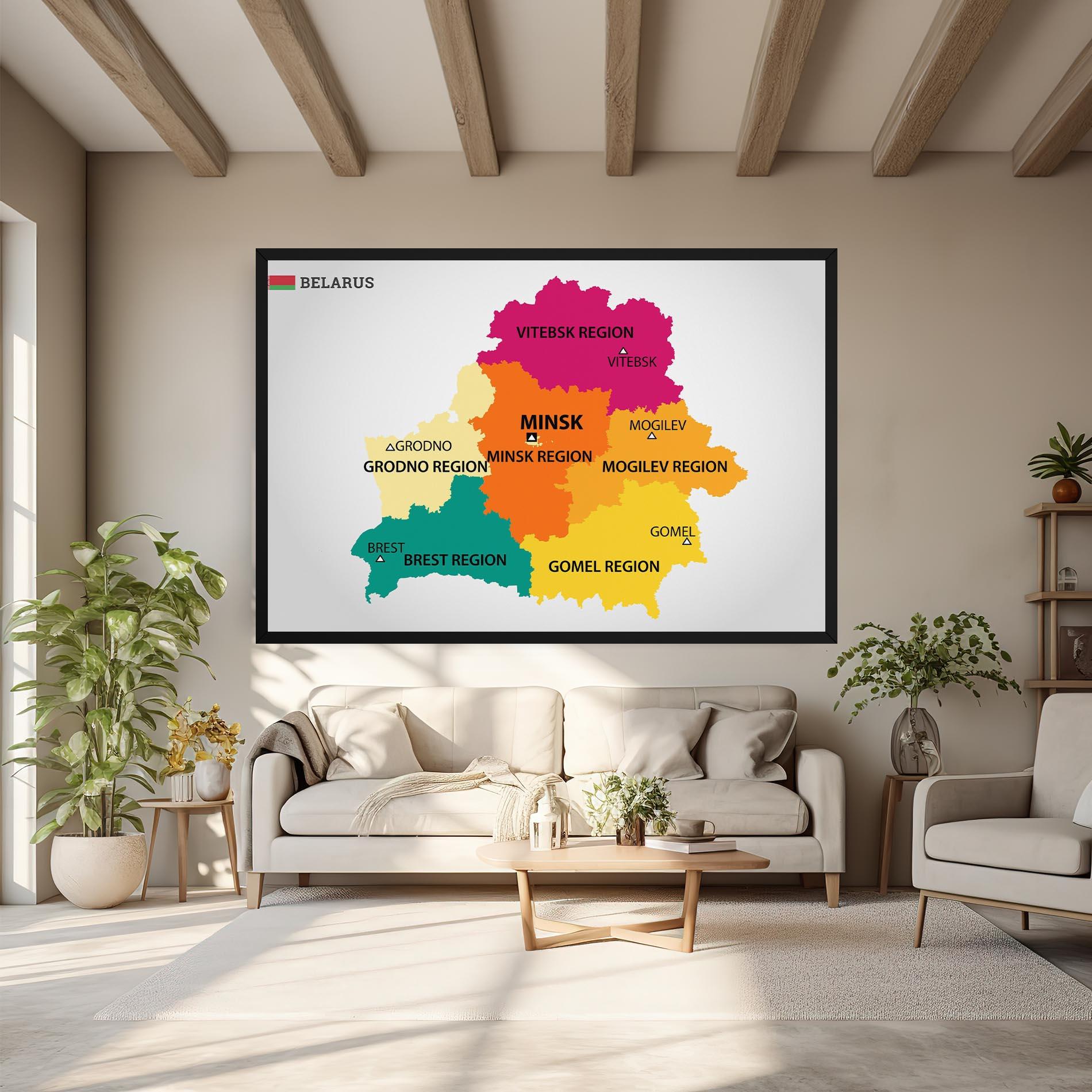 Leinwandbild Belarus Color Map mockup 6