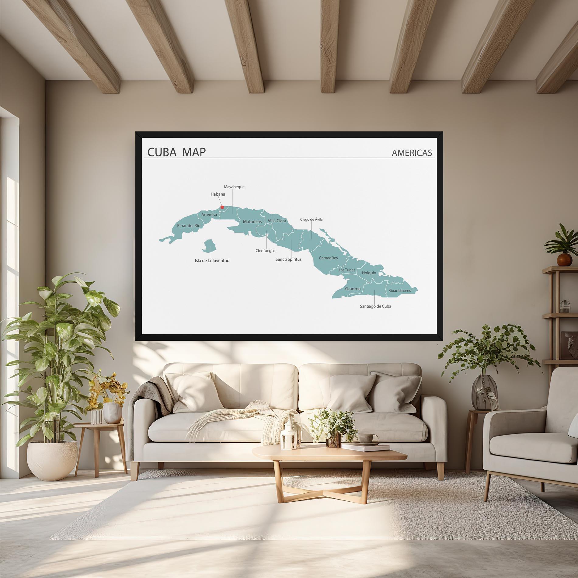 Leinwandbild Cuba Map mockup 6