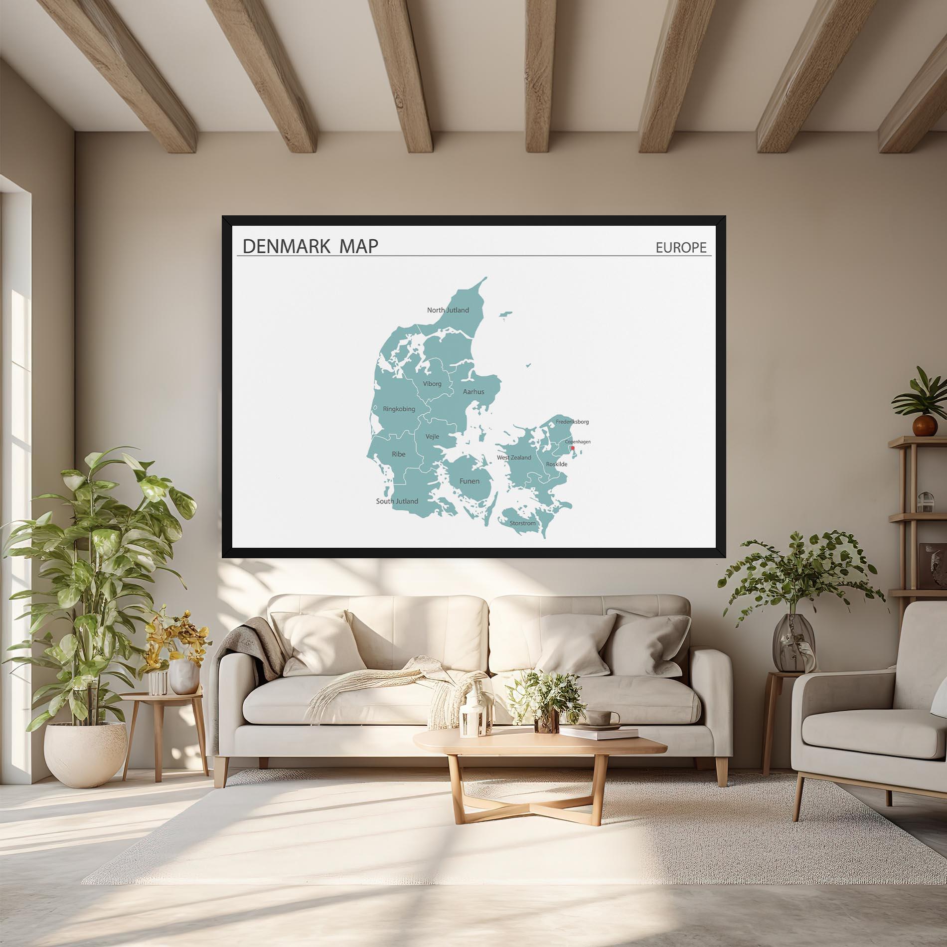 Leinwandbild Denmark Map mockup 6