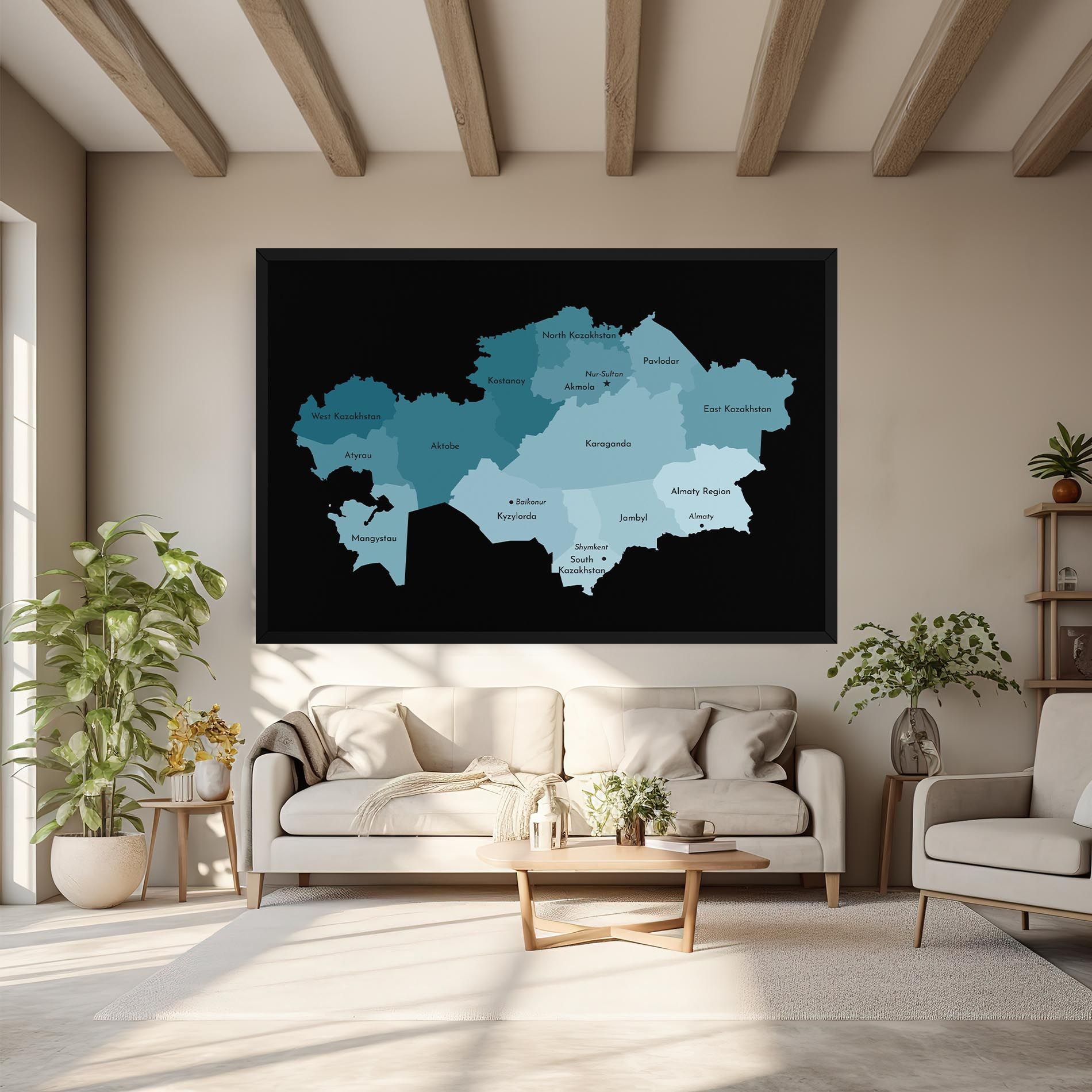 Kazahstan Blue Map mockup 6