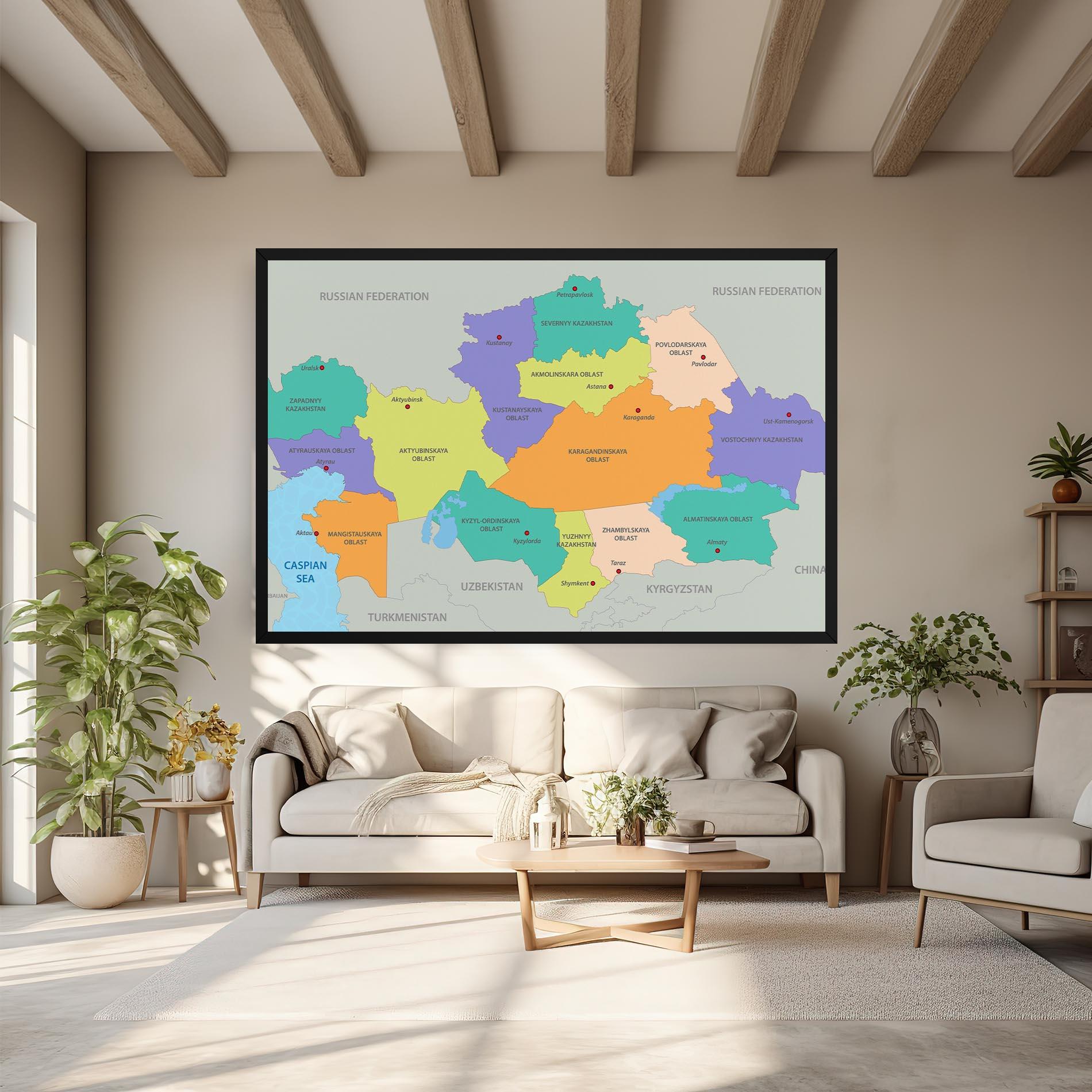 Leinwandbild Kazakhstan Color Map mockup 6