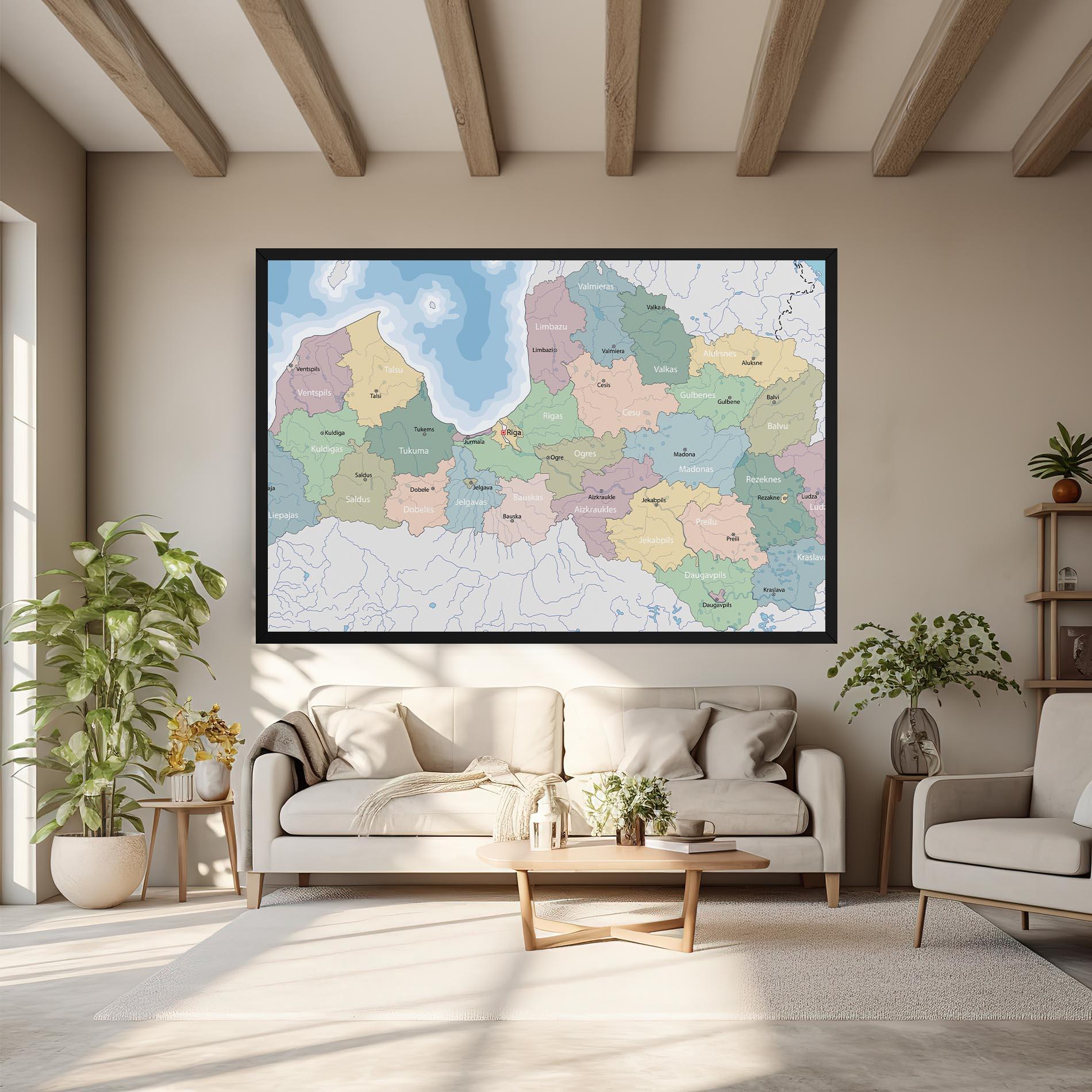 Leinwandbild Latvia Color Map mockup 6