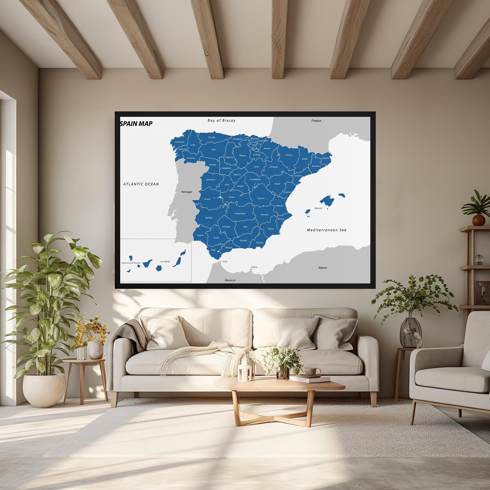 Spain Blue Map mockup 6