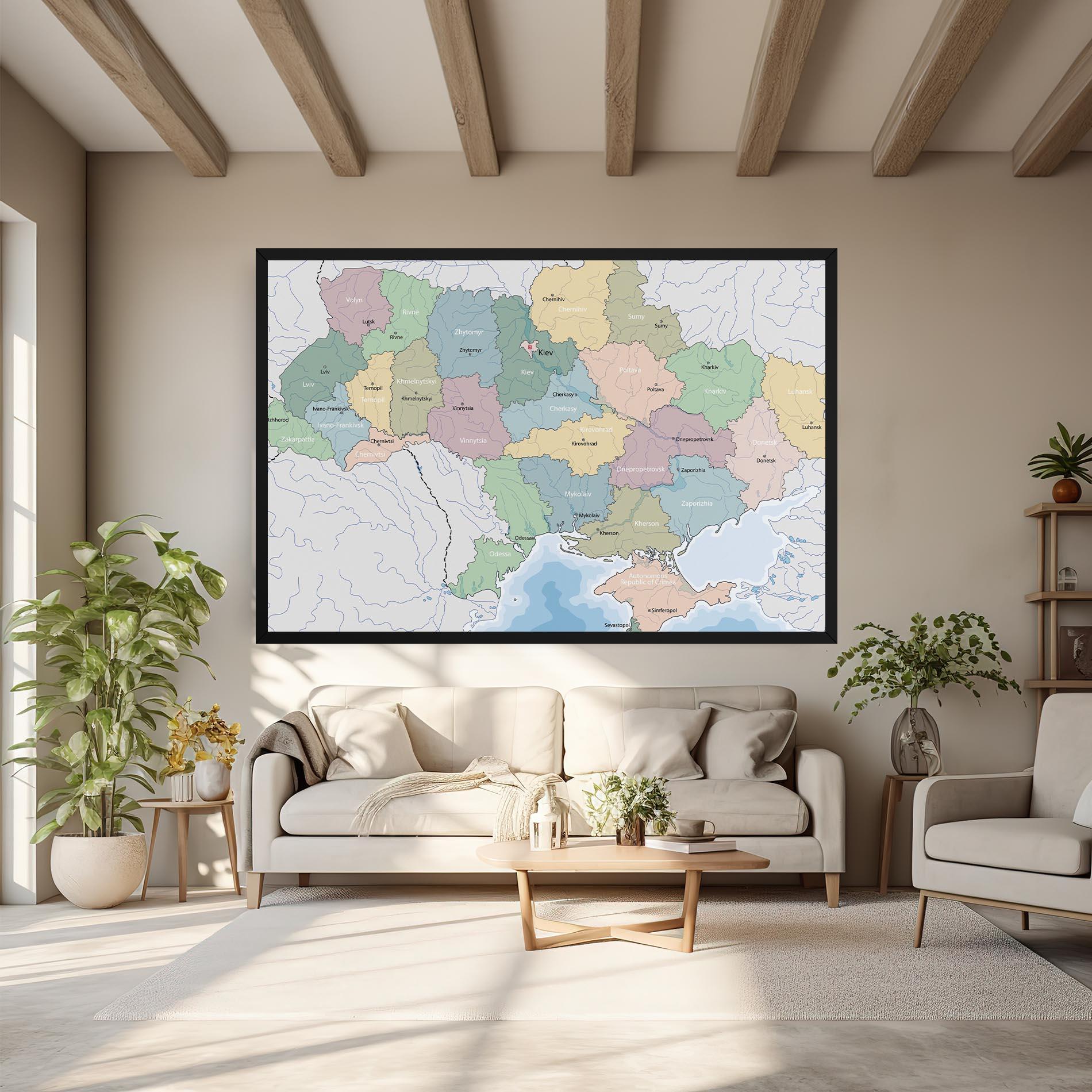 Leinwandbild Ukraine Map mockup 6