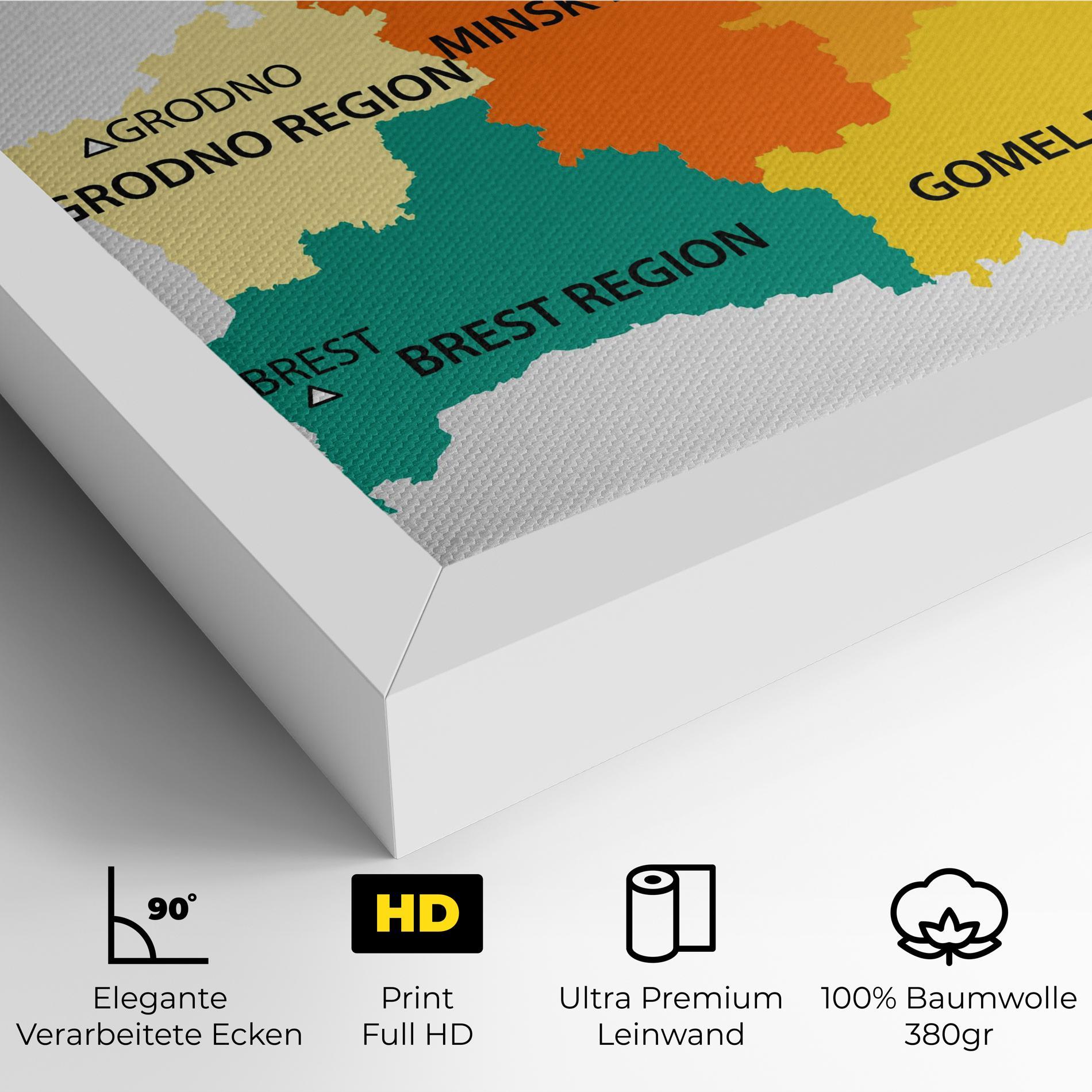 Leinwandbild Belarus Color Map mockup 4