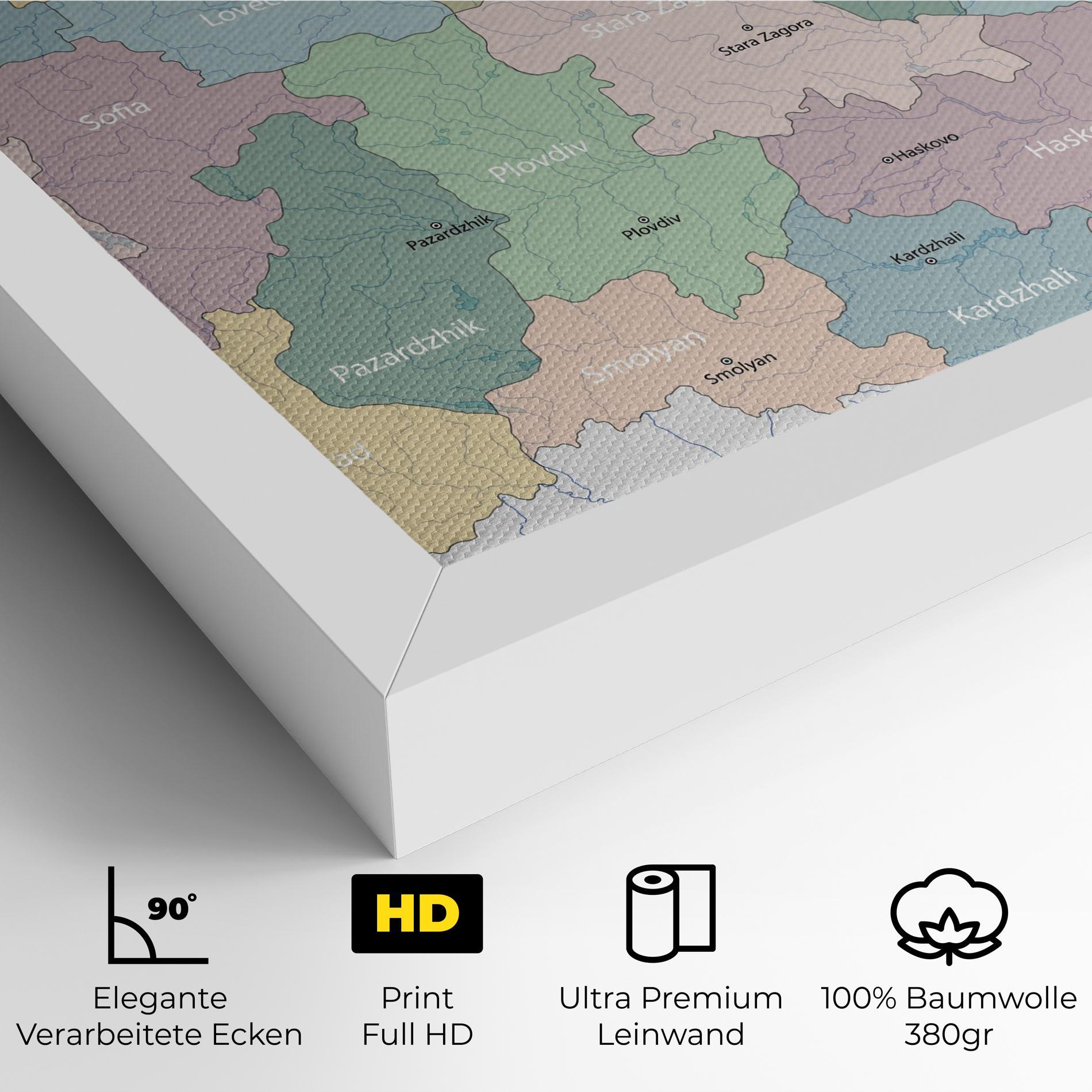 Leinwandbild Bulgaria Map mockup 4
