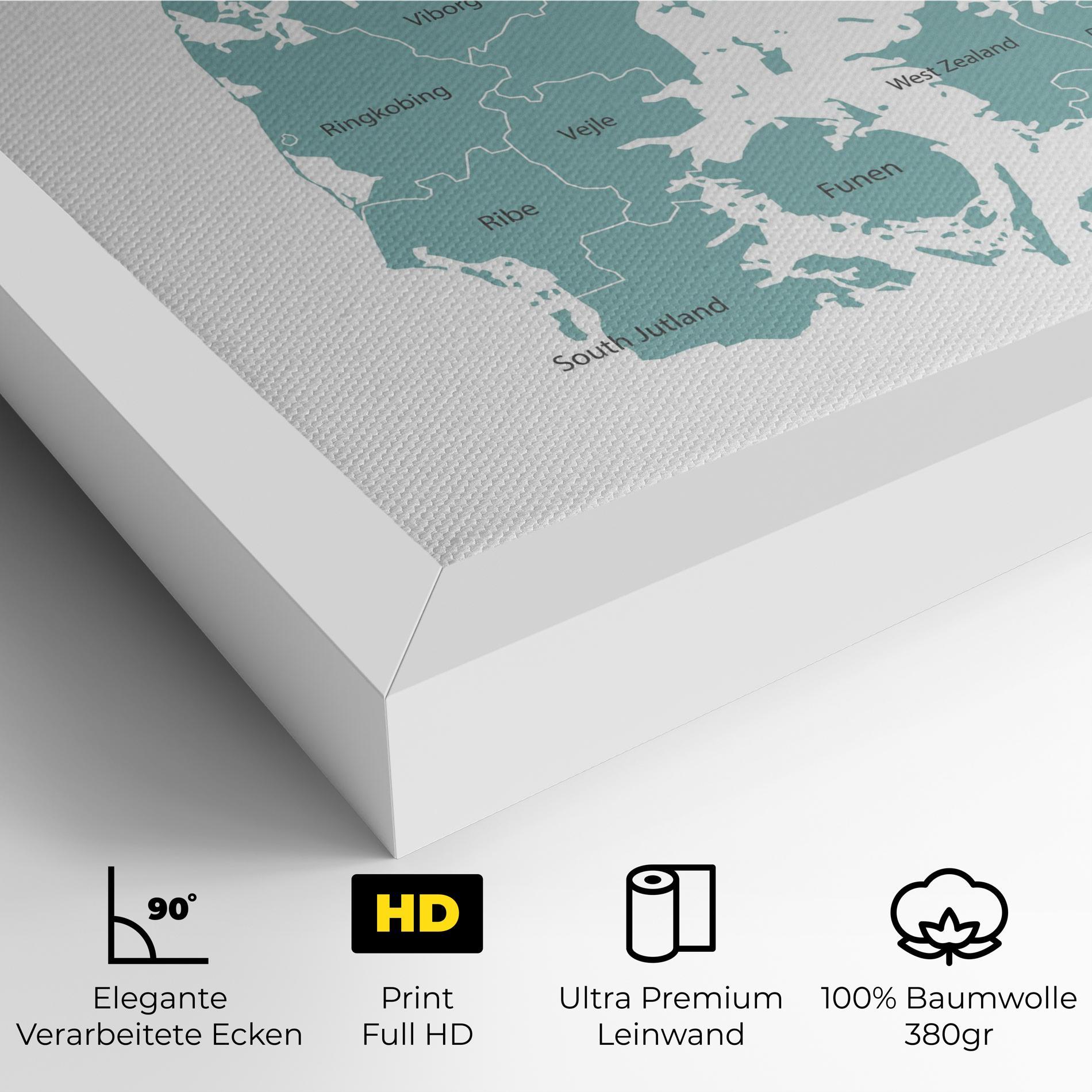 Leinwandbild Denmark Map mockup 4