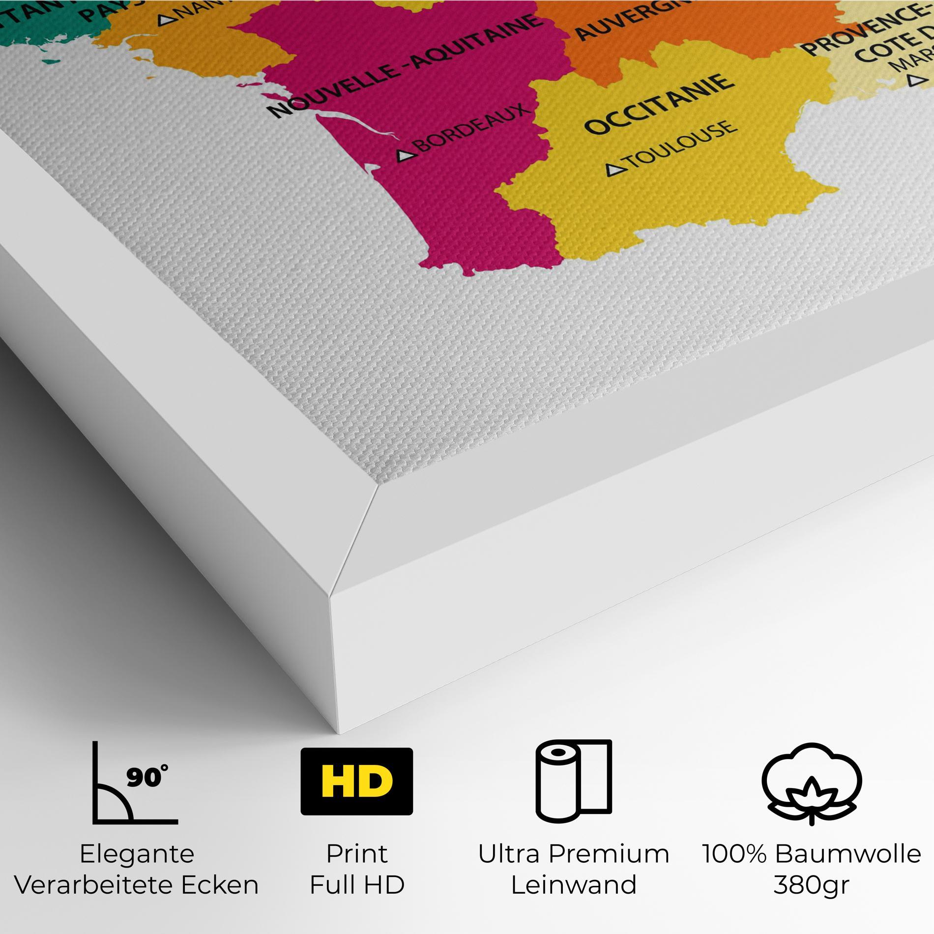 Leinwandbild France Color Map mockup 4