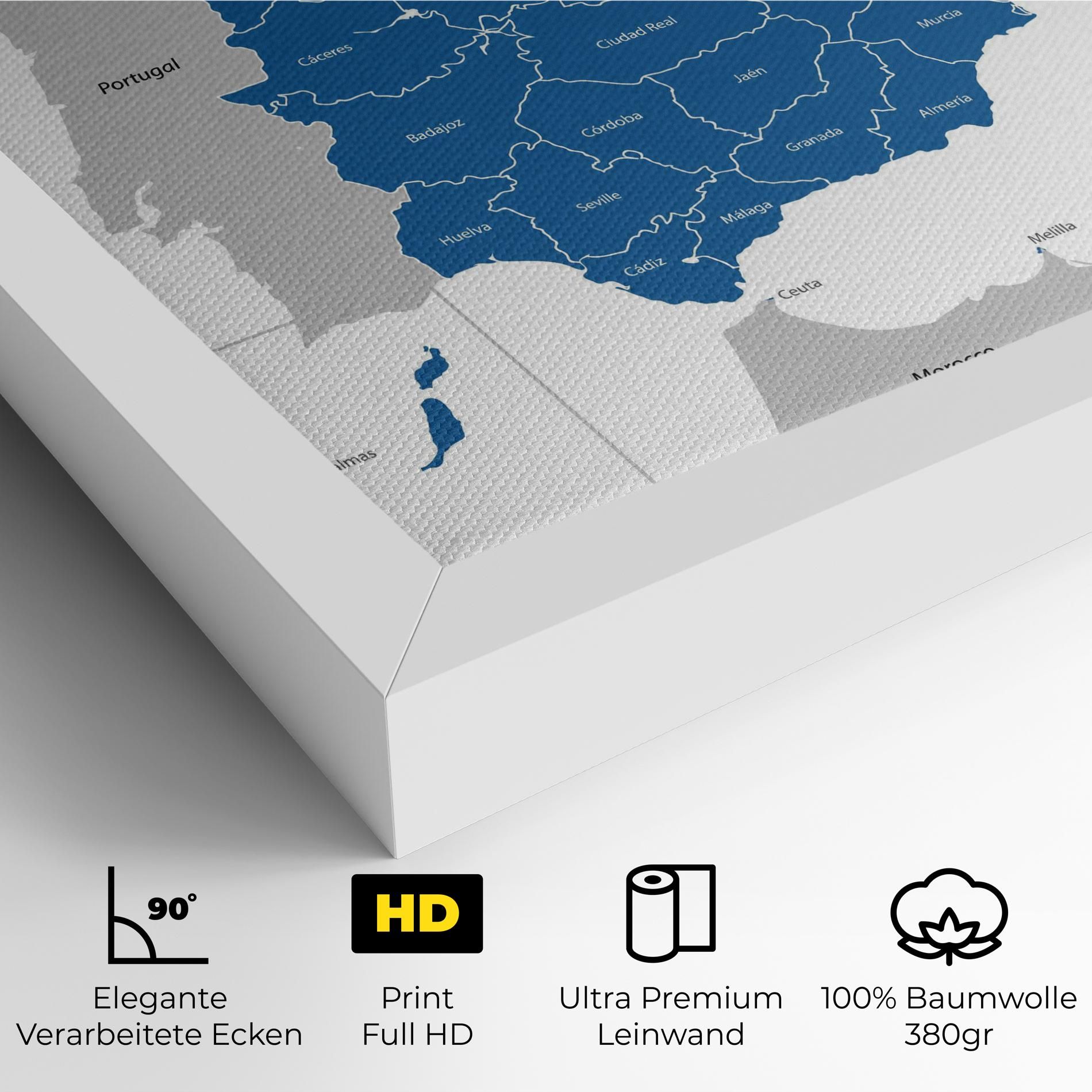 Spain Blue Map mockup 4