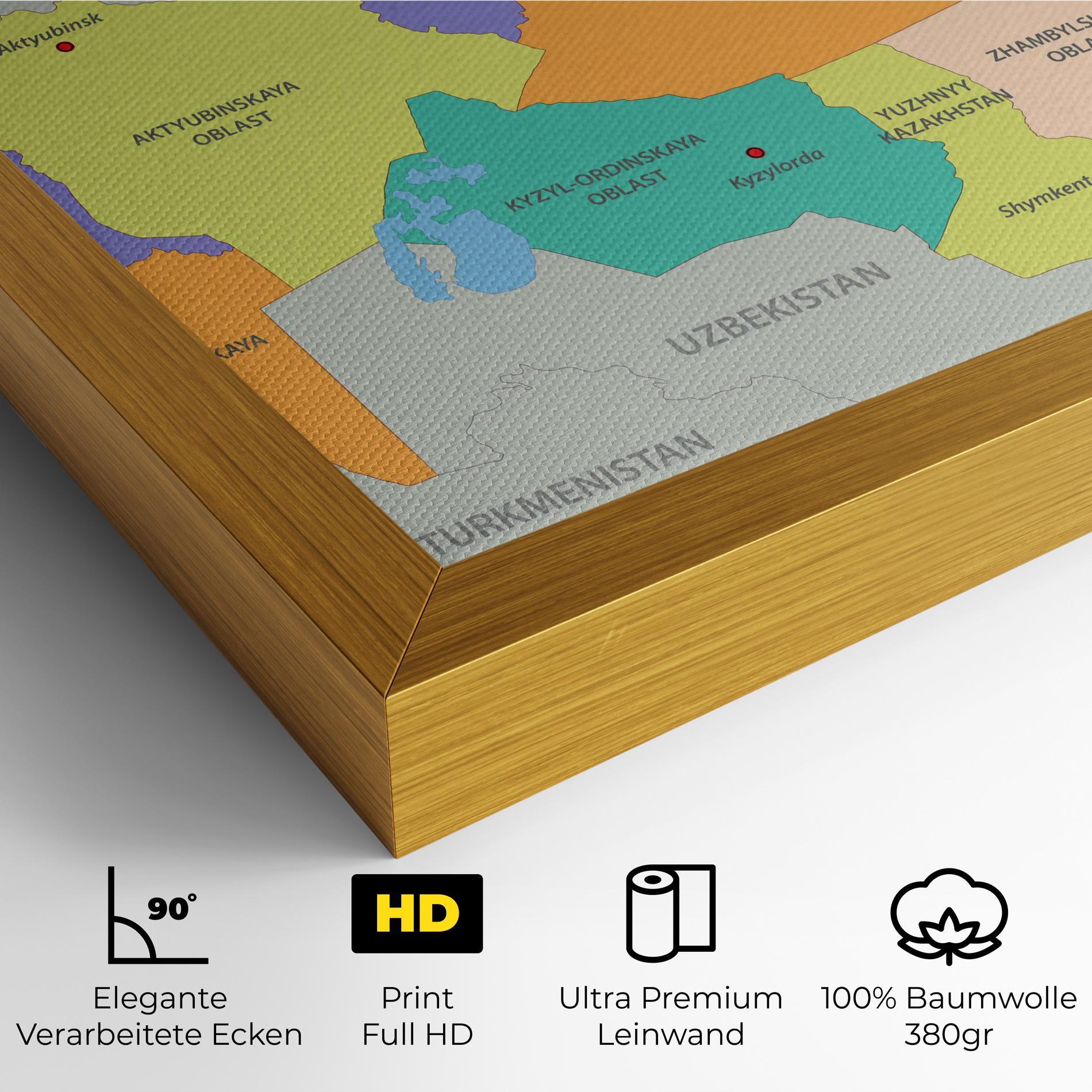 Leinwandbild Kazakhstan Color Map mockup 4