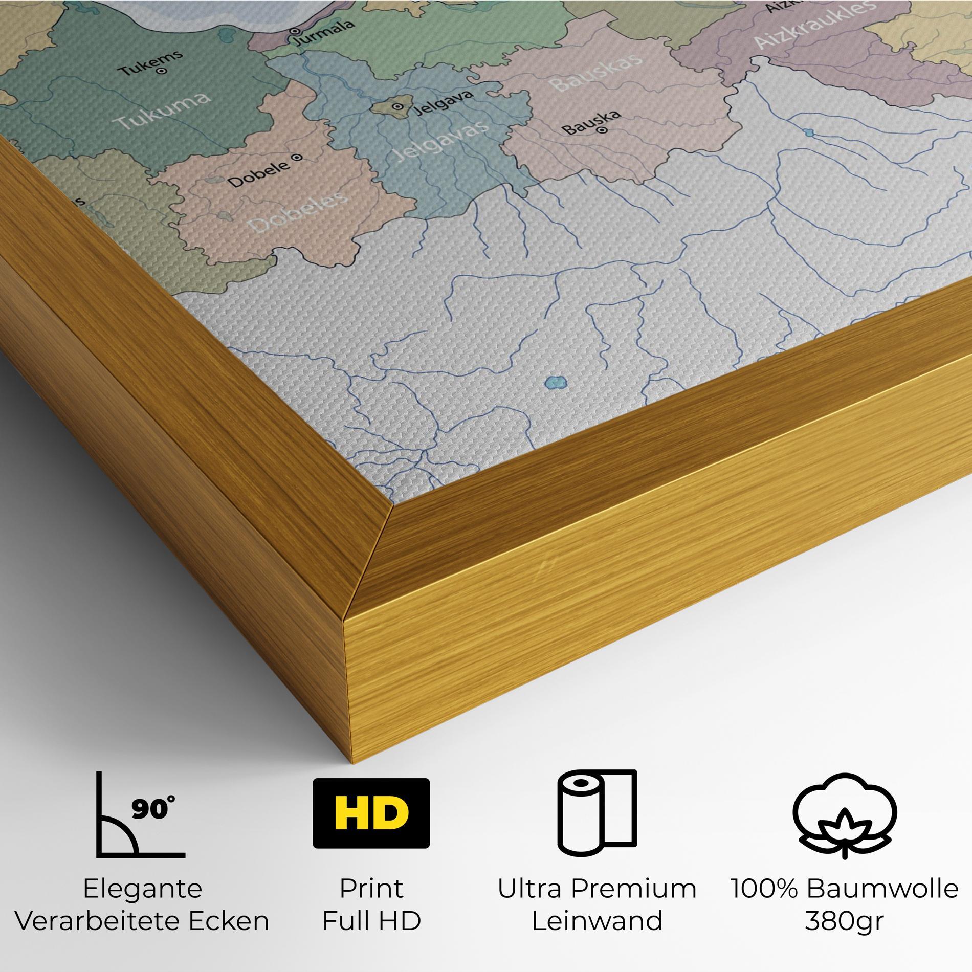 Leinwandbild Latvia Color Map mockup 4