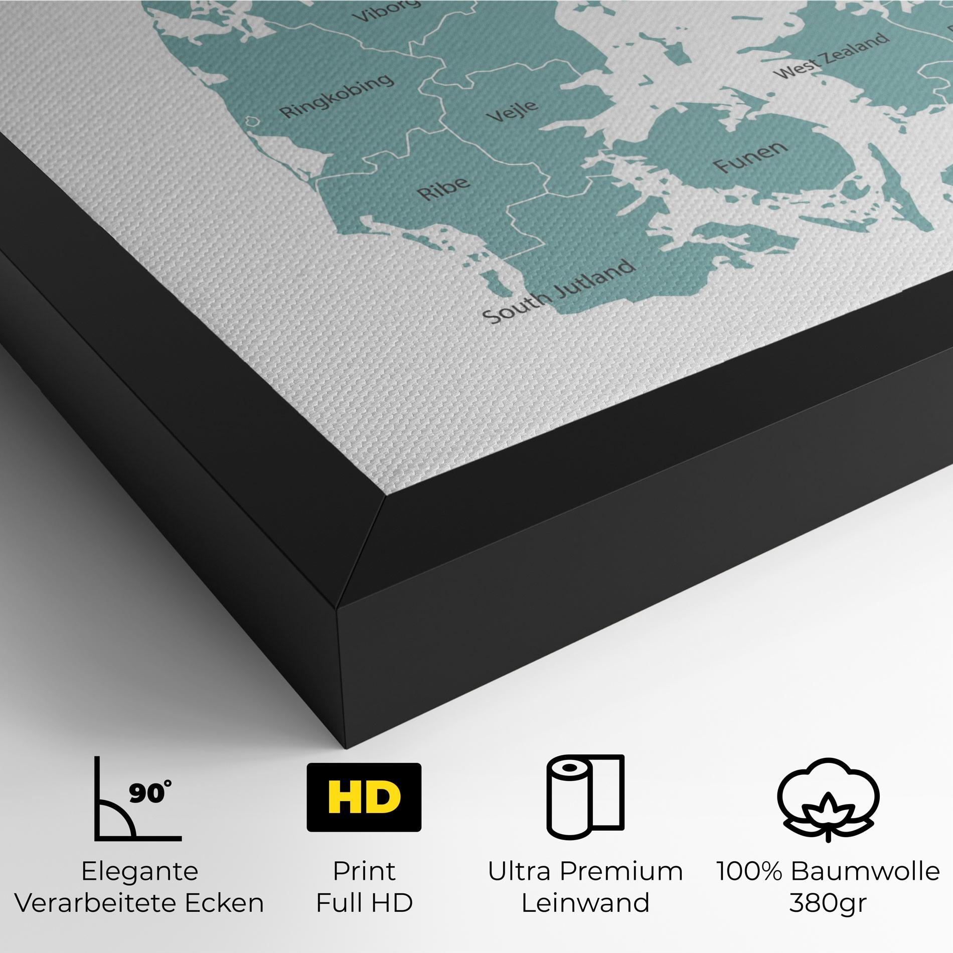 Leinwandbild Denmark Map mockup 4
