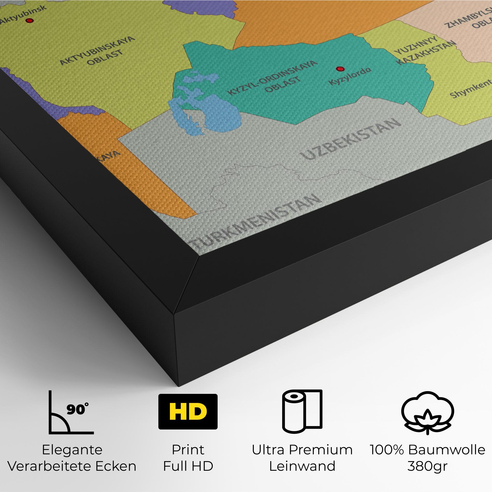 Leinwandbild Kazakhstan Color Map mockup 4