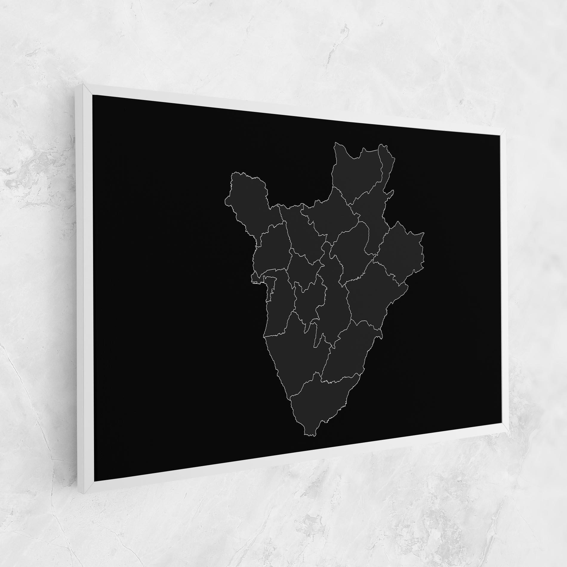 Leinwandbild Burundi Grey Map mockup 1