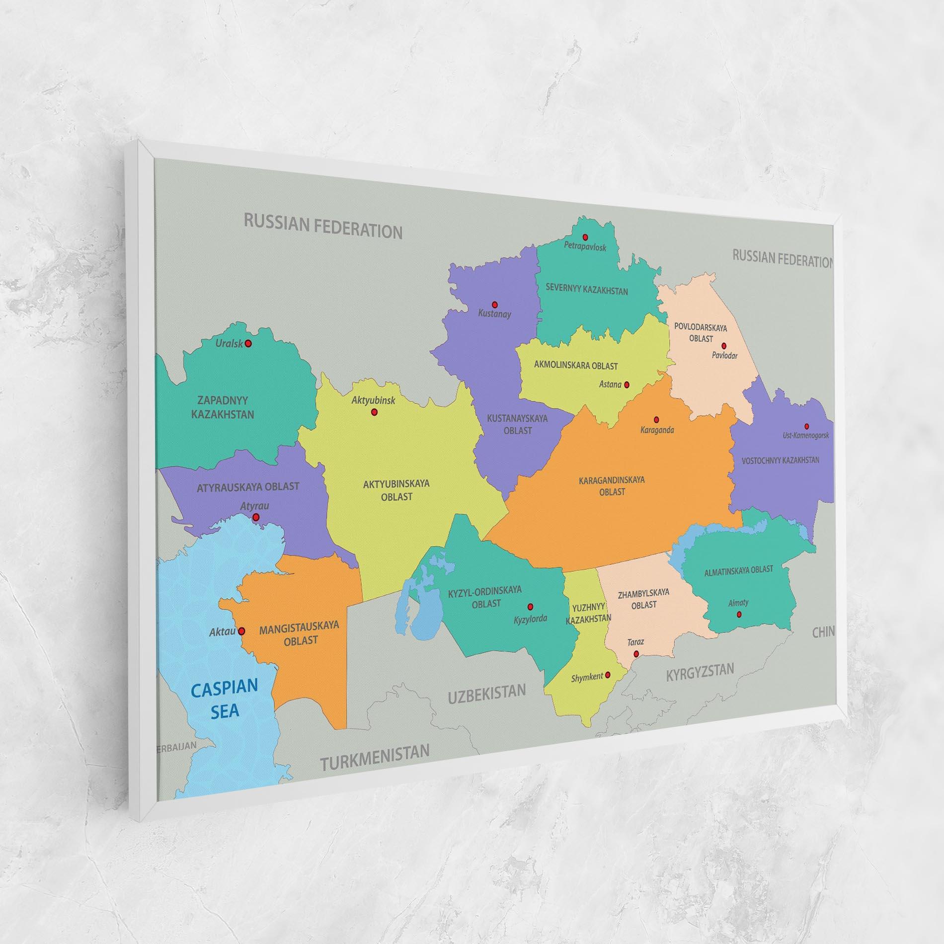 Leinwandbild Kazakhstan Color Map mockup 1