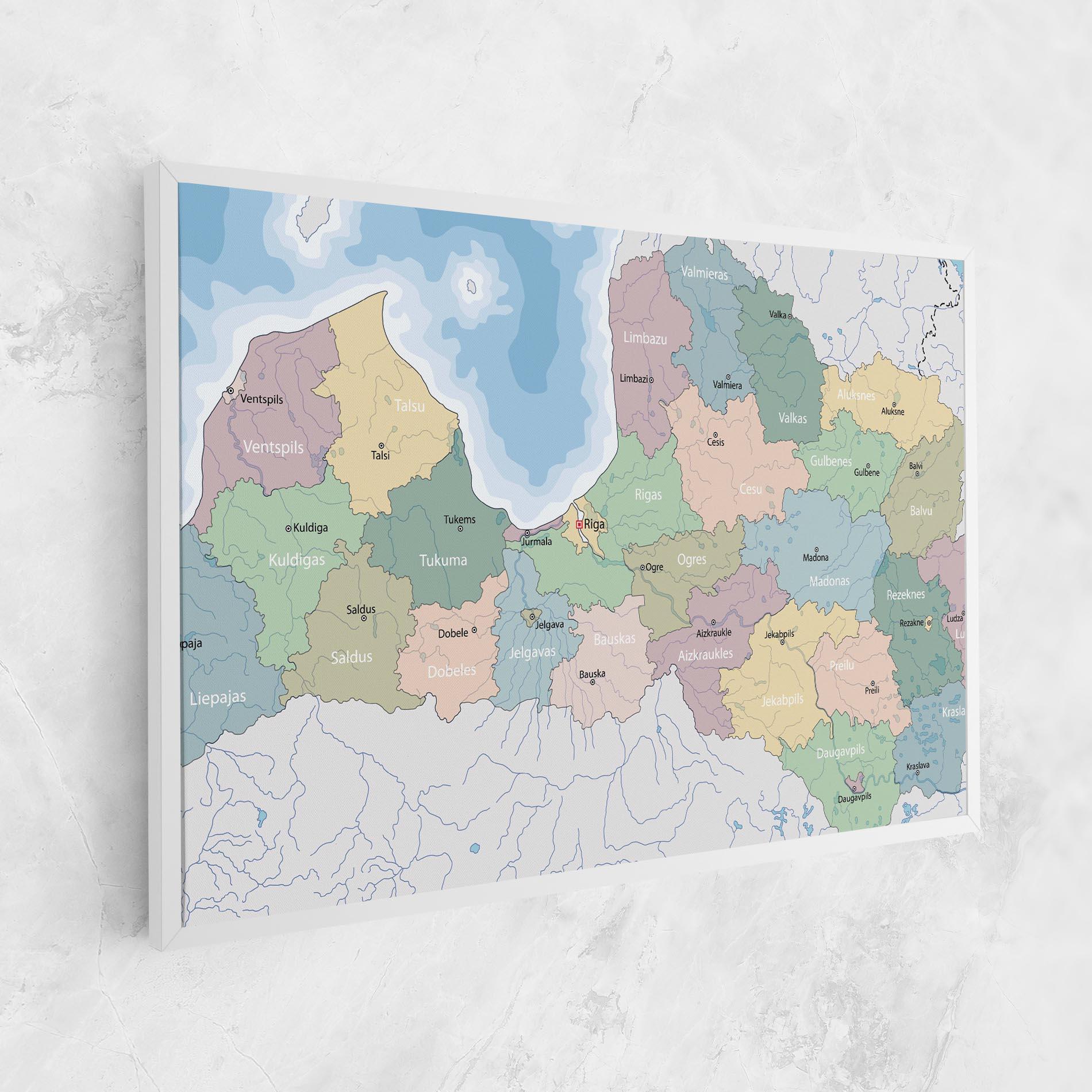Leinwandbild Latvia Color Map mockup 1