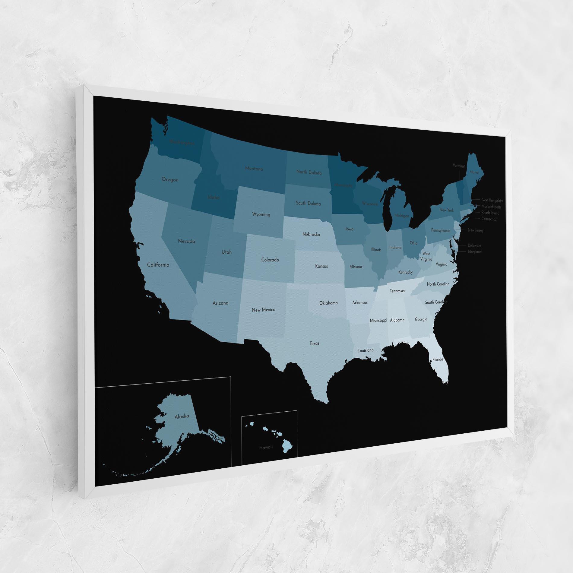 Leinwandbild Sua Blue Map mockup 1