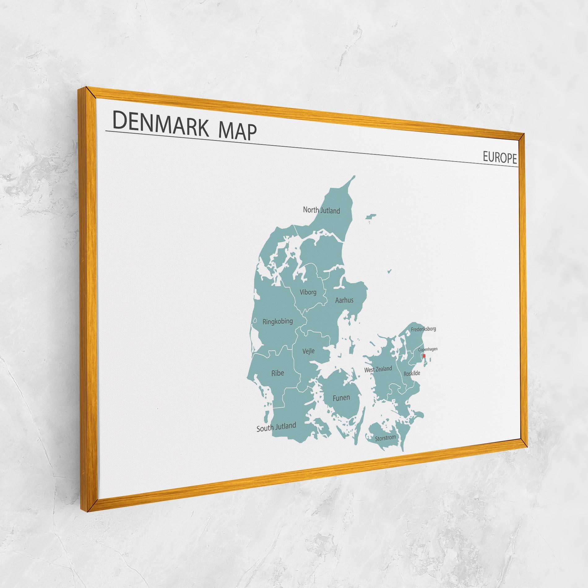Leinwandbild Denmark Map mockup 1