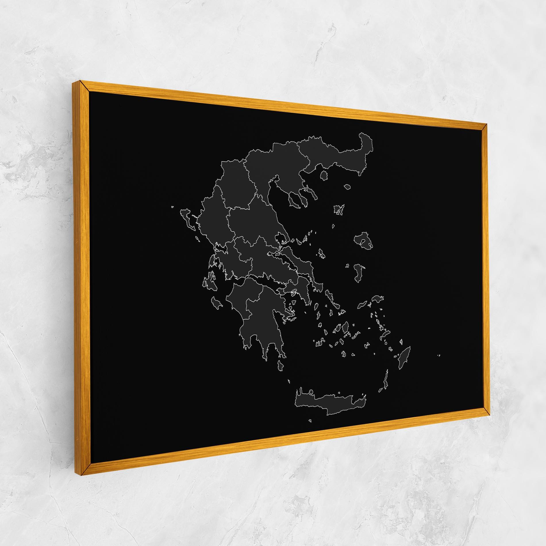 Leinwandbild Greece Grey Map mockup 1