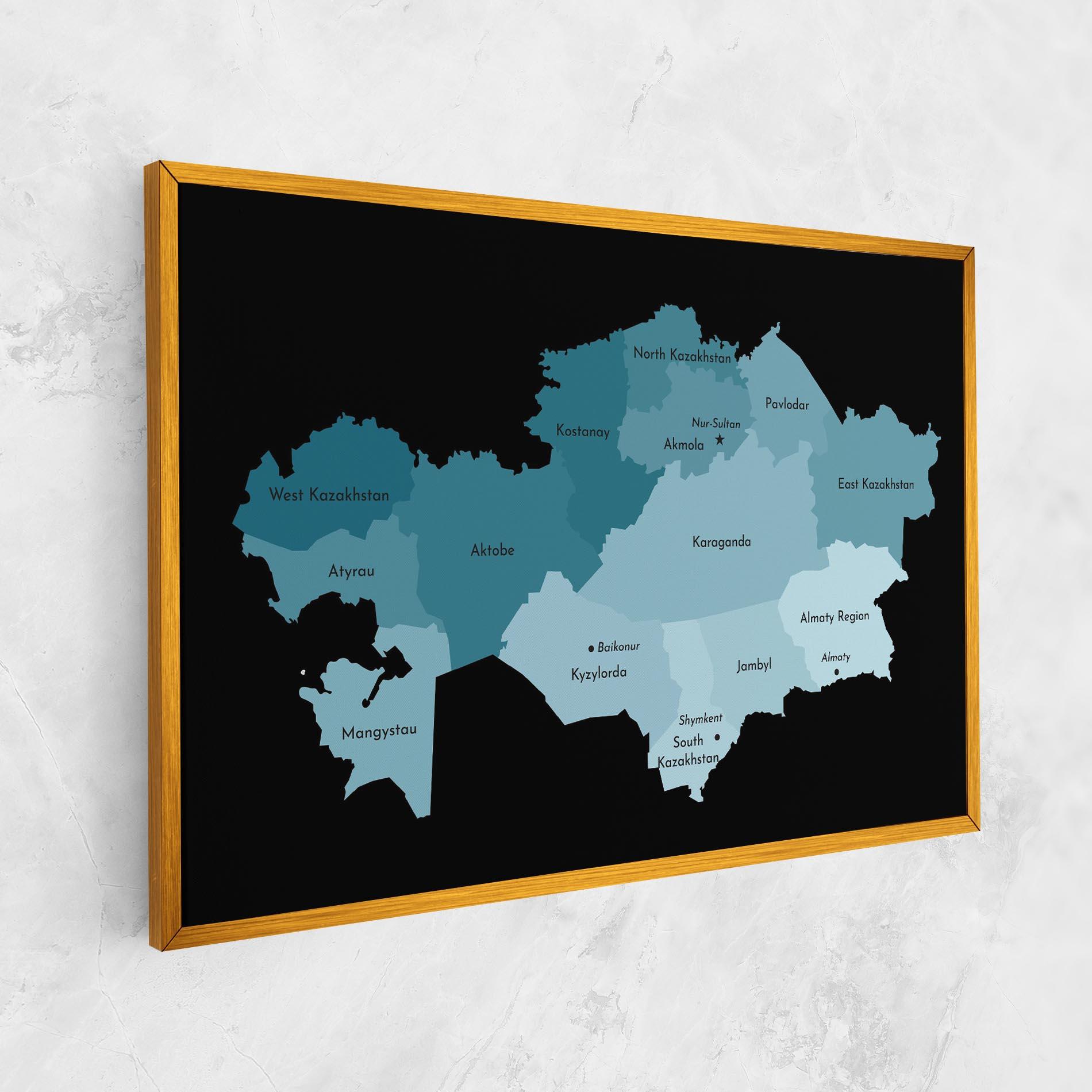 Leinwandbild Kazahstan Blue Map mockup 1