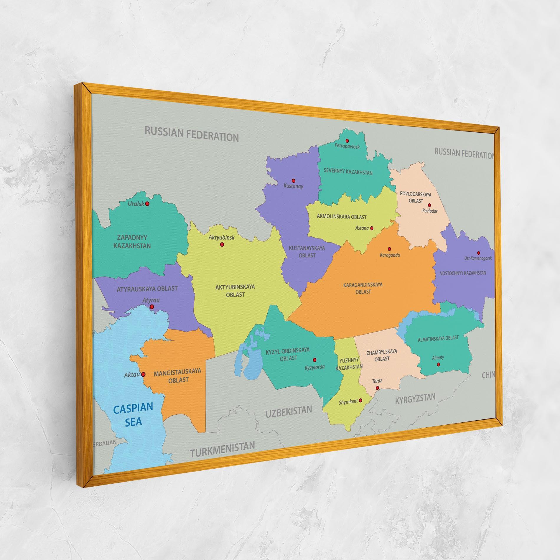 Leinwandbild Kazakhstan Color Map mockup 1
