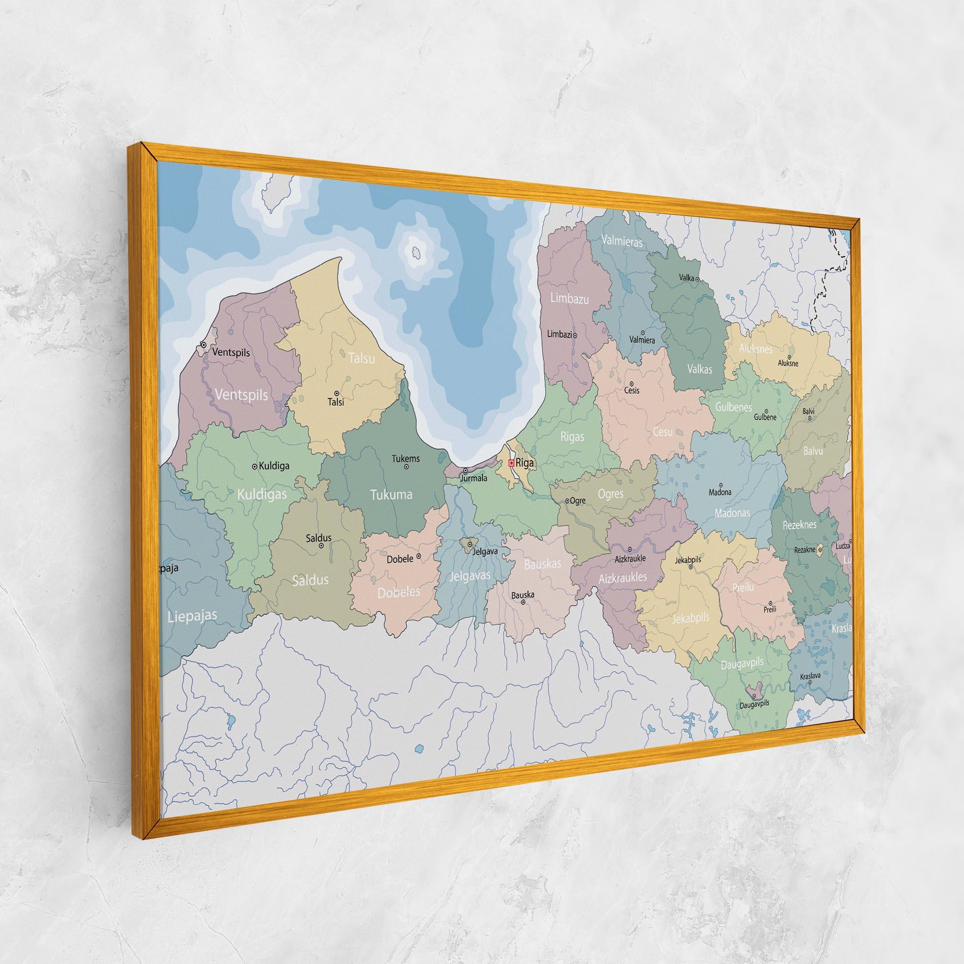Leinwandbild Latvia Color Map mockup 1