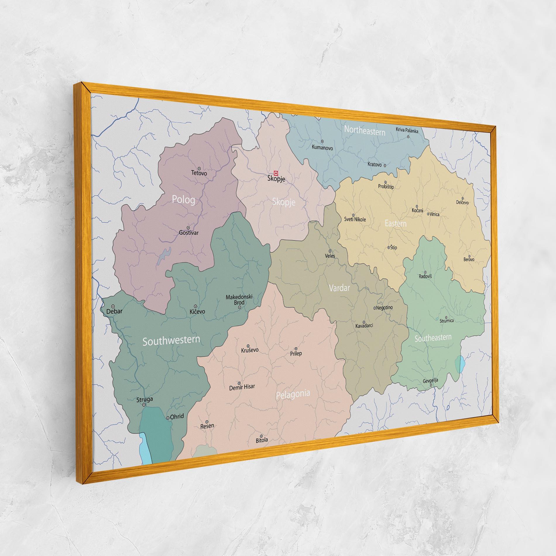 Leinwandbild North Macedonia Map mockup 1