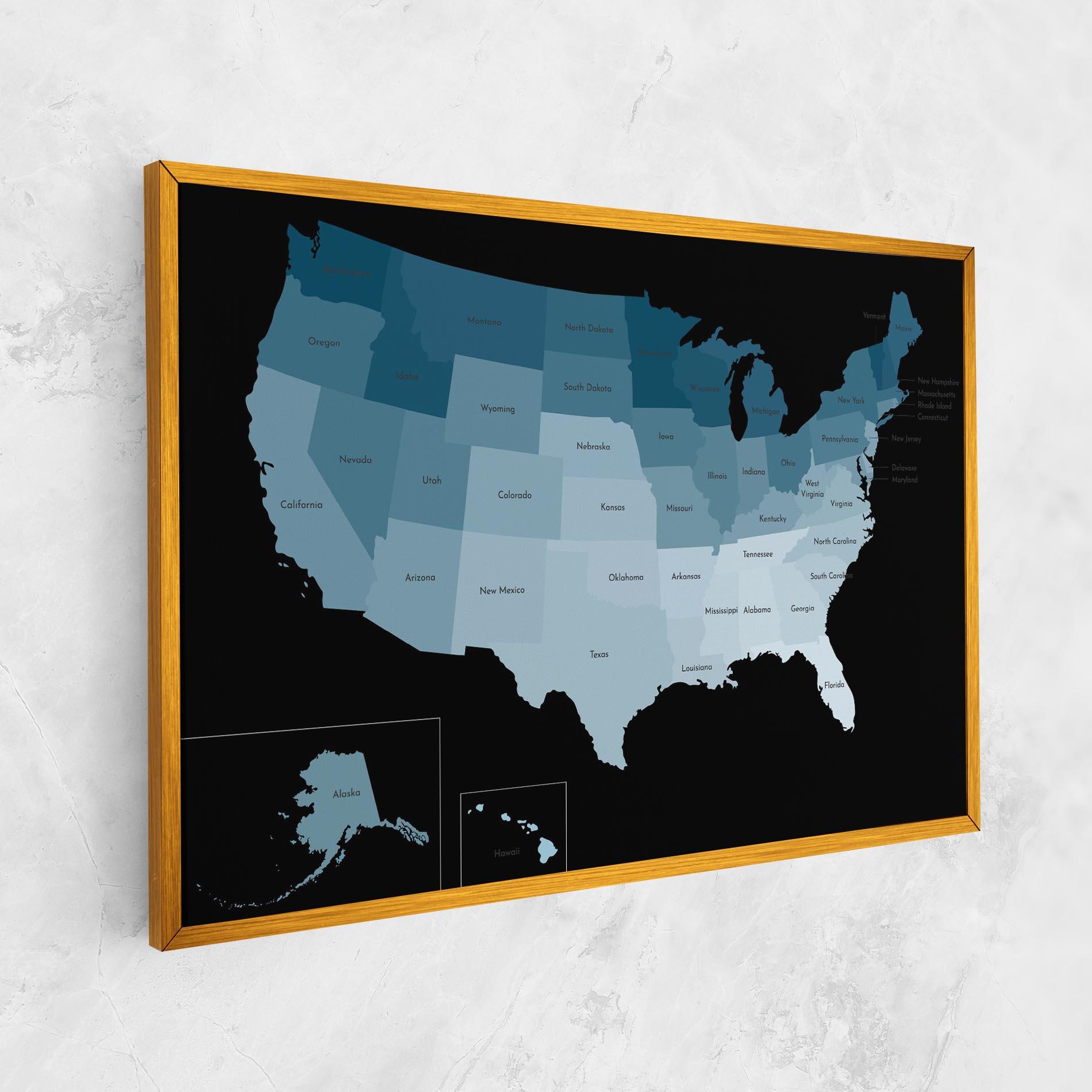 Leinwandbild Sua Blue Map mockup 1