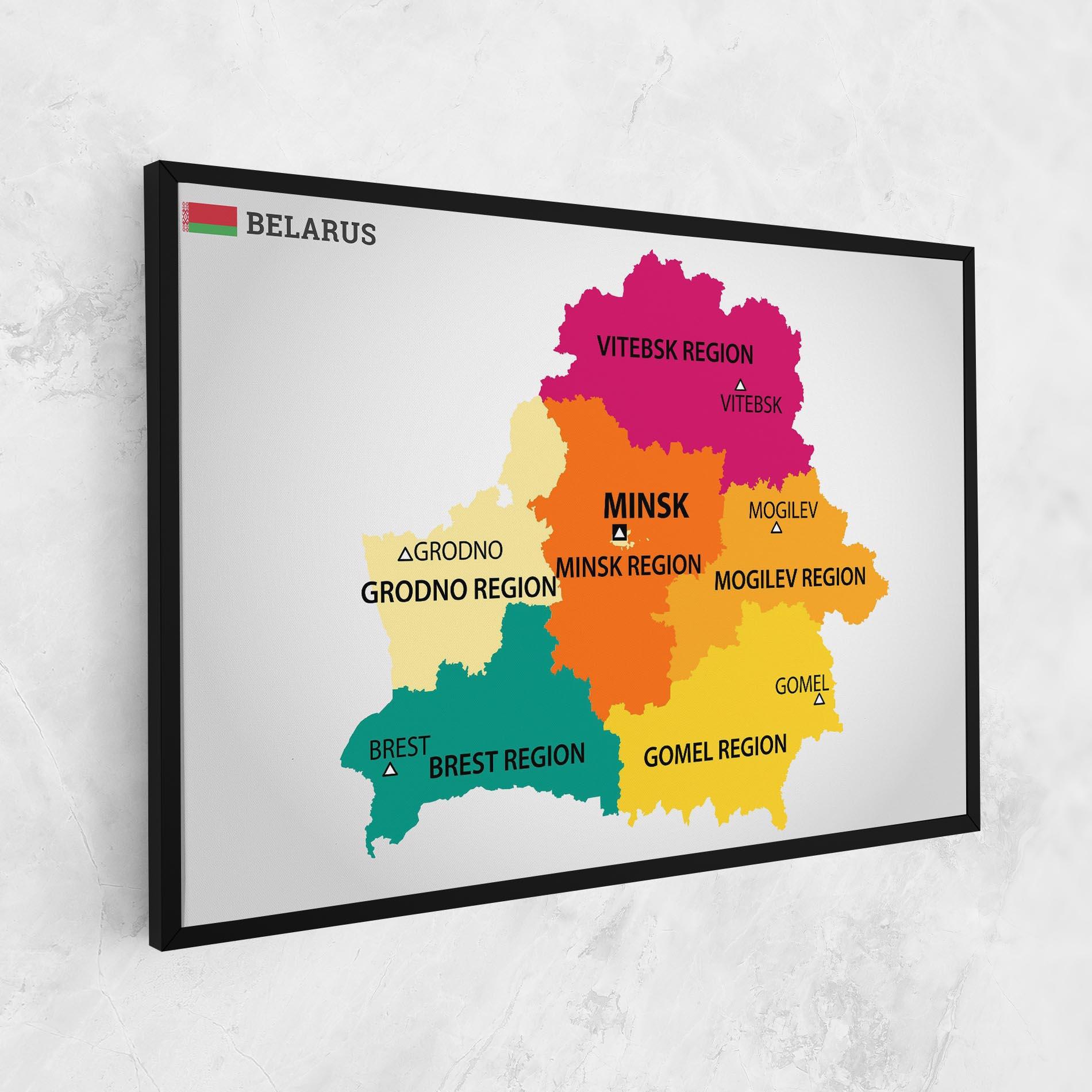 Leinwandbild Belarus Color Map mockup 1