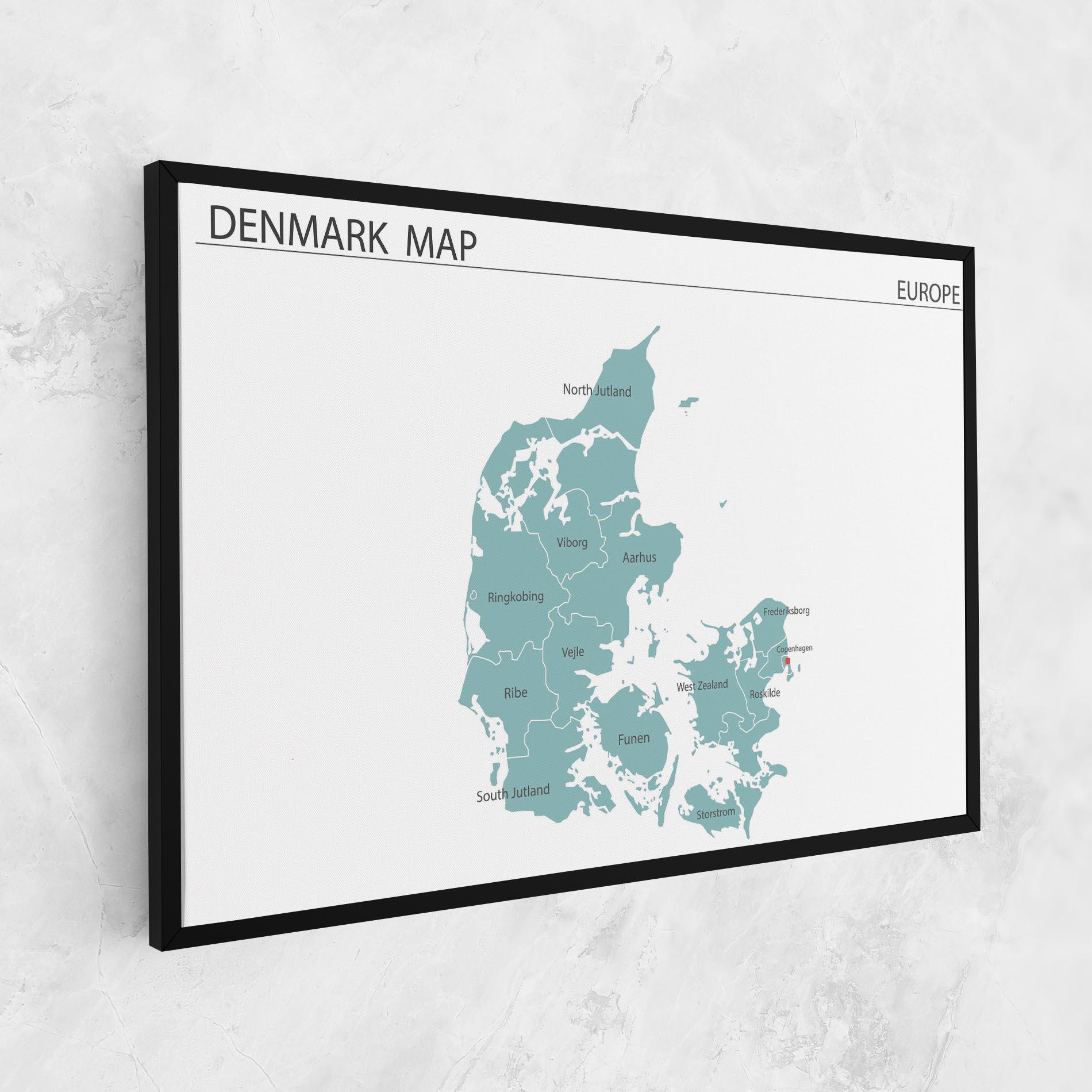 Leinwandbild Denmark Map mockup 1