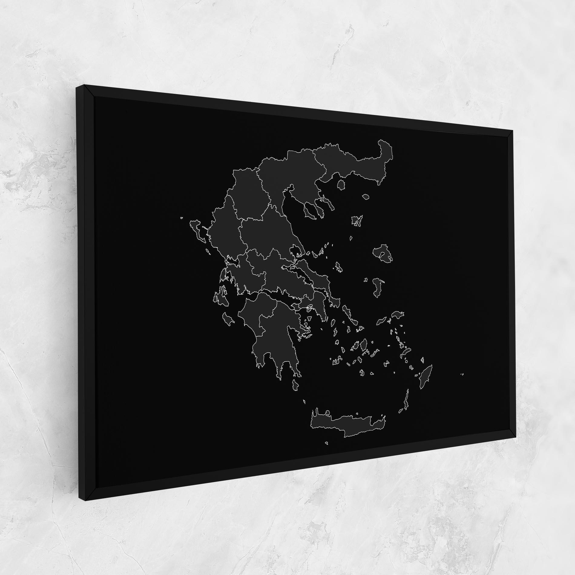 Leinwandbild Greece Grey Map mockup 1