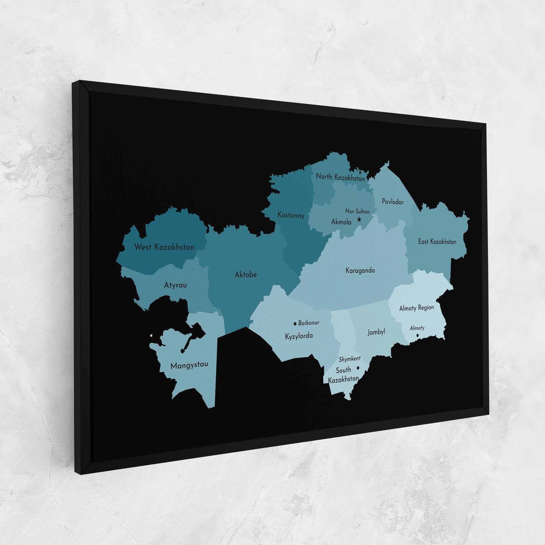 Kazahstan Blue Map mockup 1