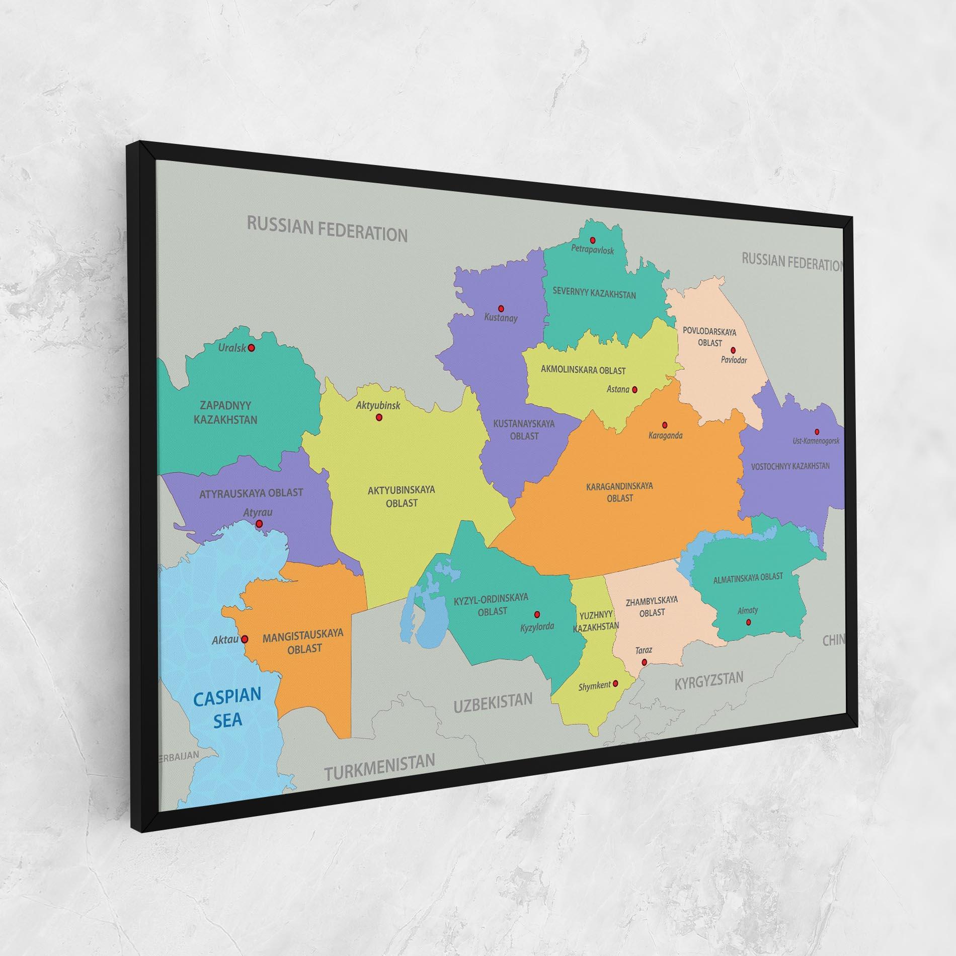 Leinwandbild Kazakhstan Color Map mockup 1