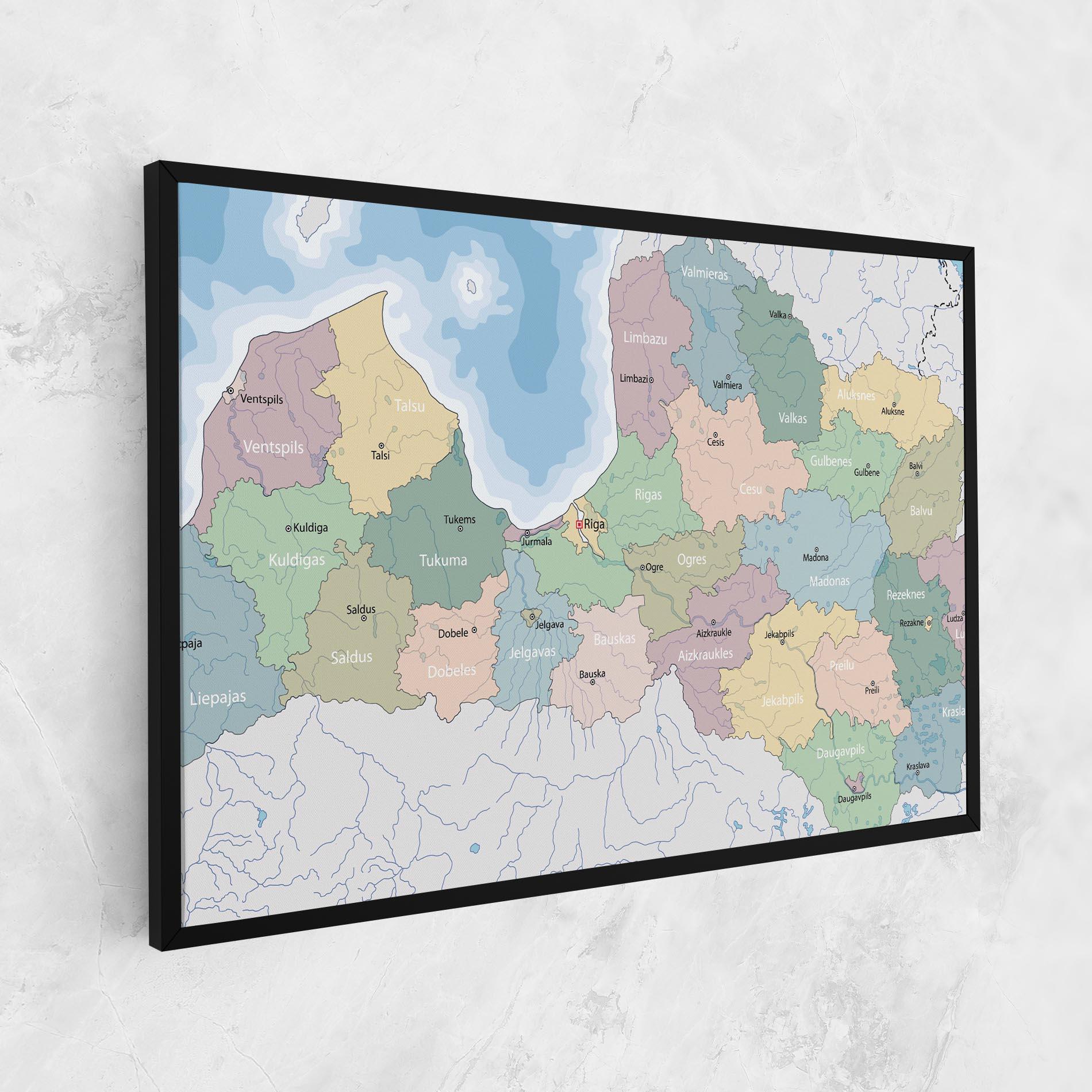 Leinwandbild Latvia Color Map mockup 1