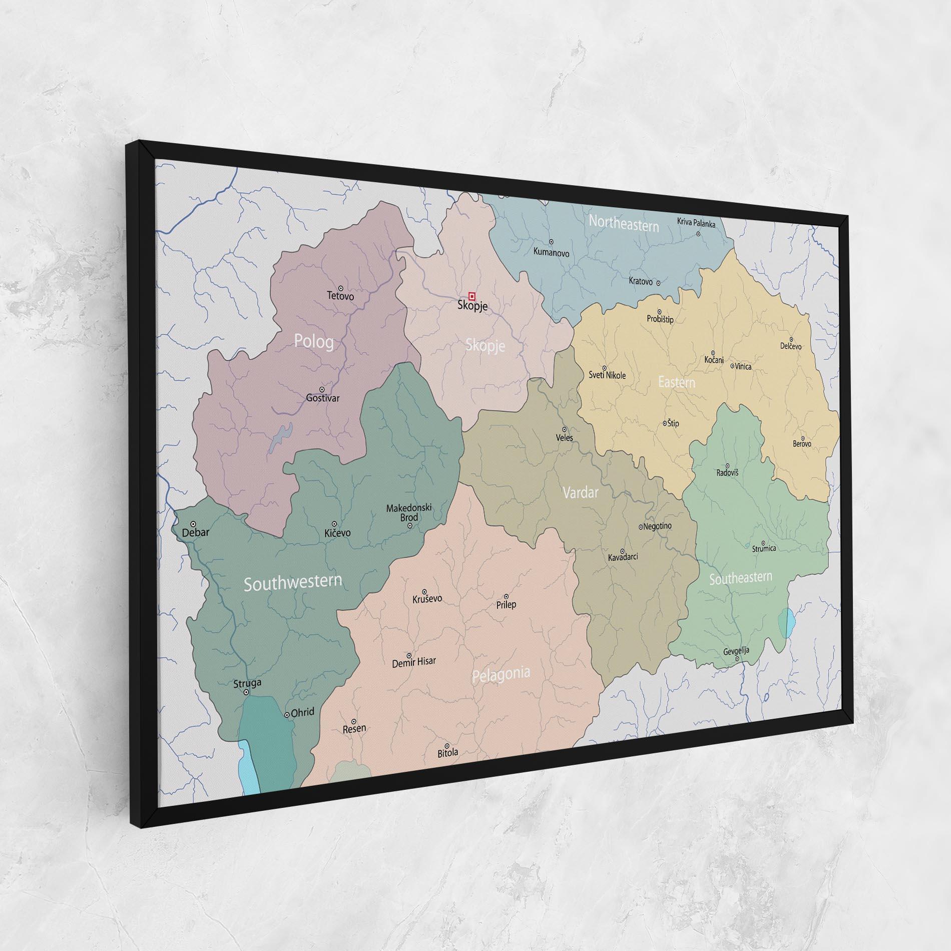 Leinwandbild North Macedonia Map mockup 1