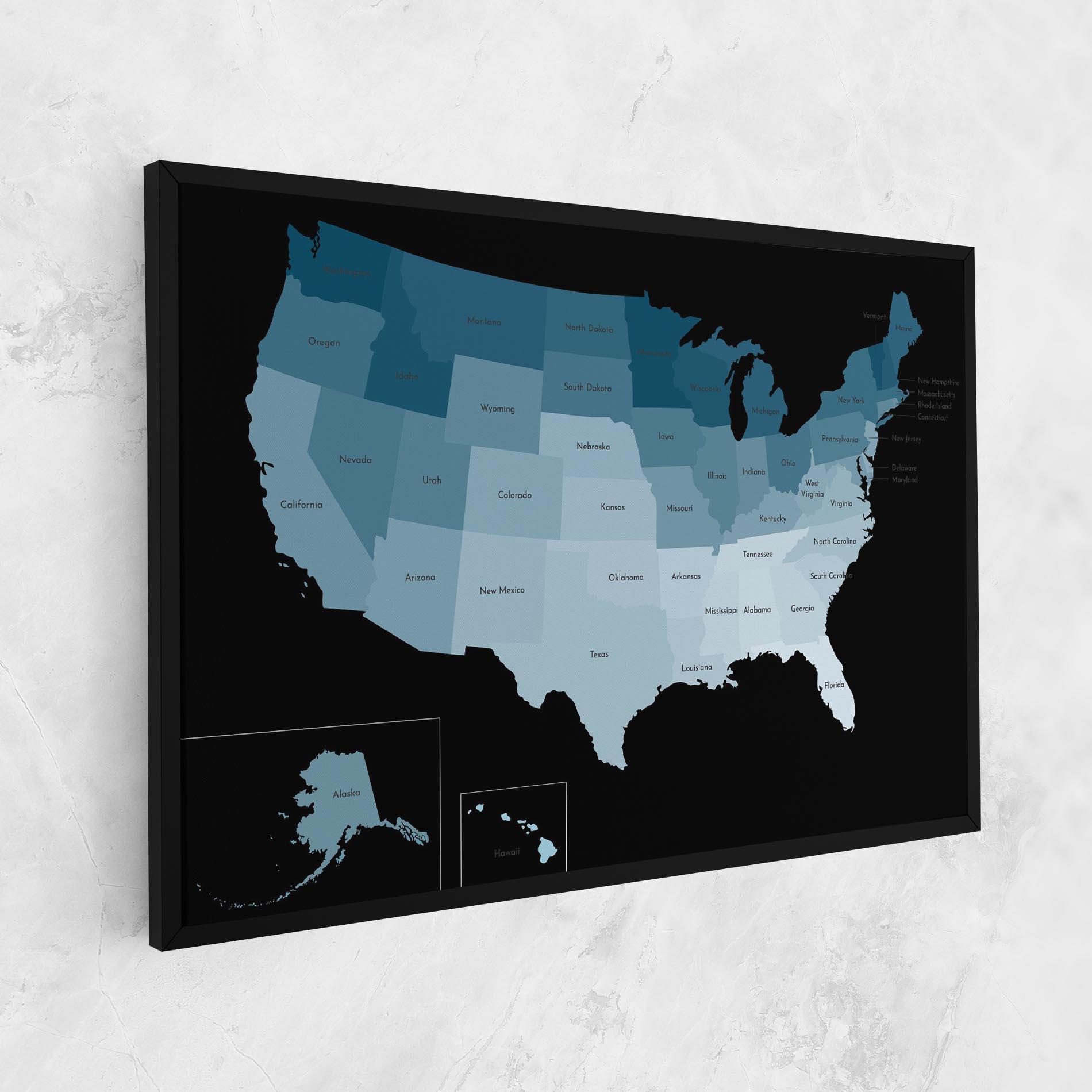 Leinwandbild Sua Blue Map mockup 1