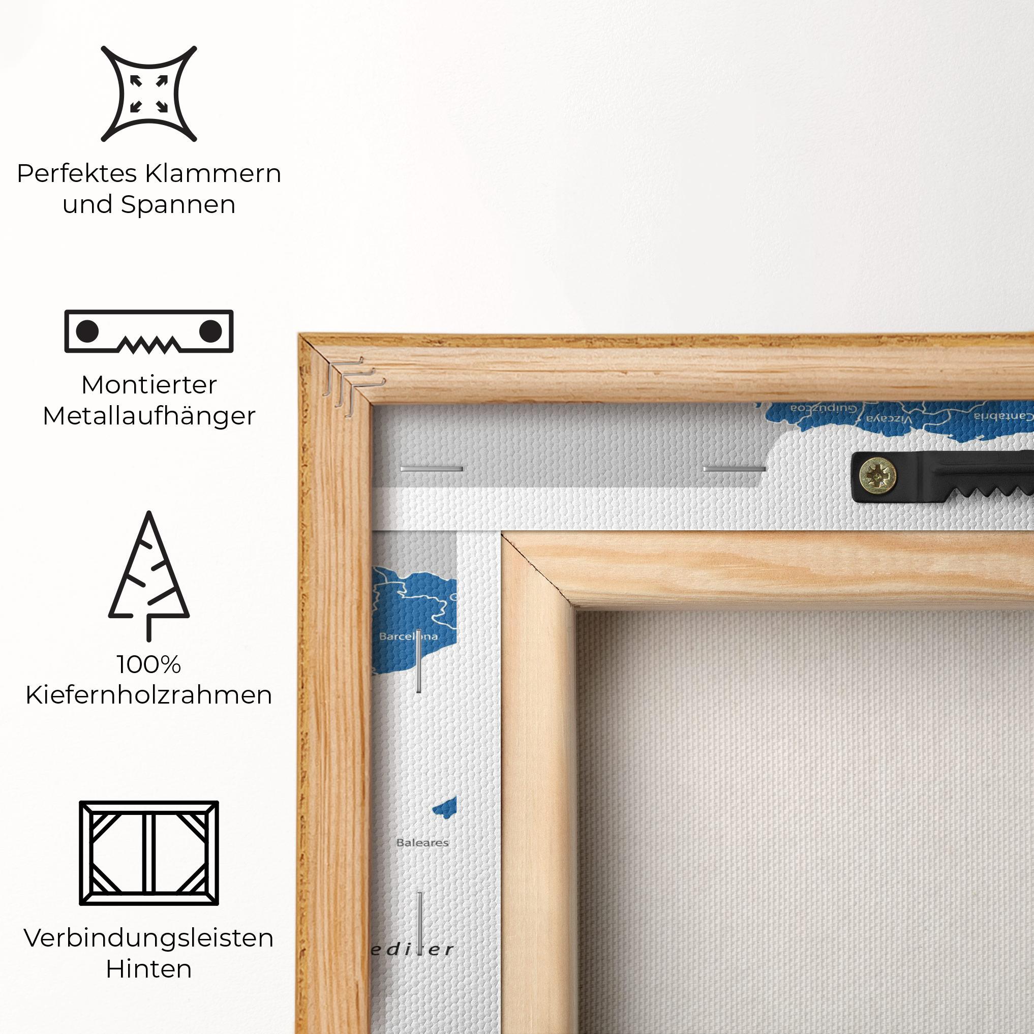 Leinwandbild Spain Blue Map mockup 5