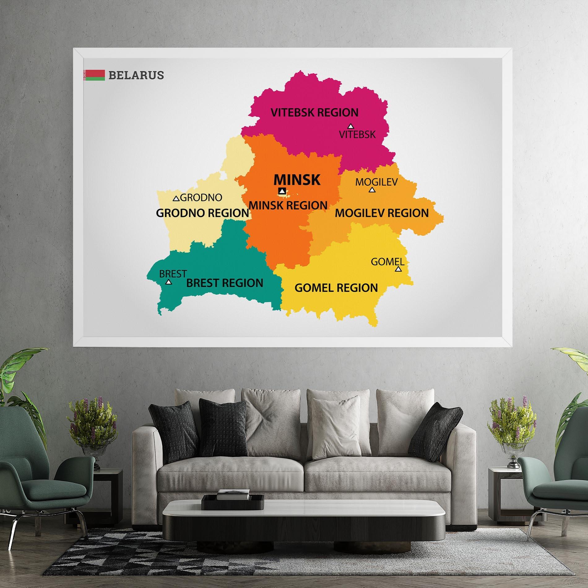Leinwandbild Belarus Color Map mockup 7