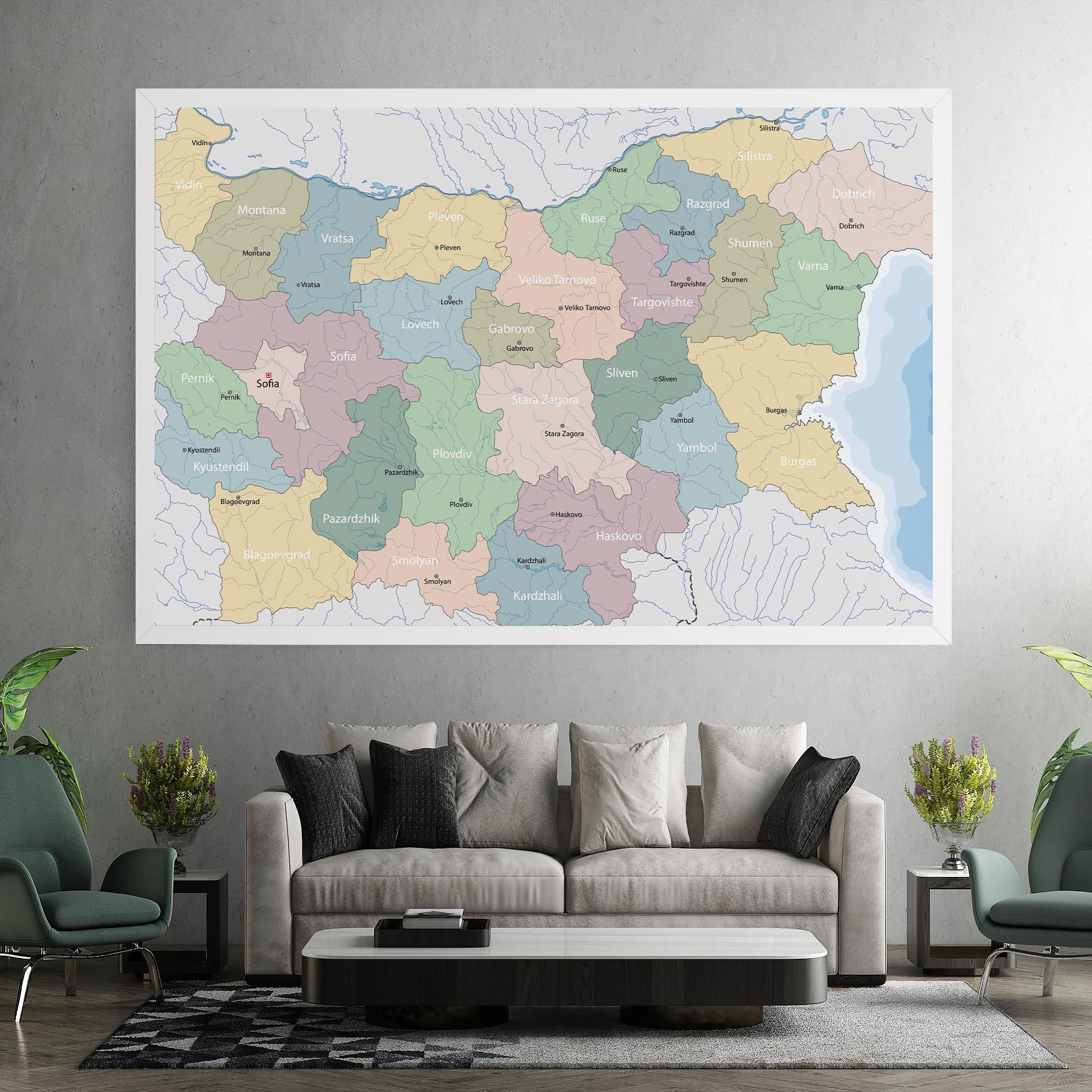 Leinwandbild Bulgaria Map mockup 7